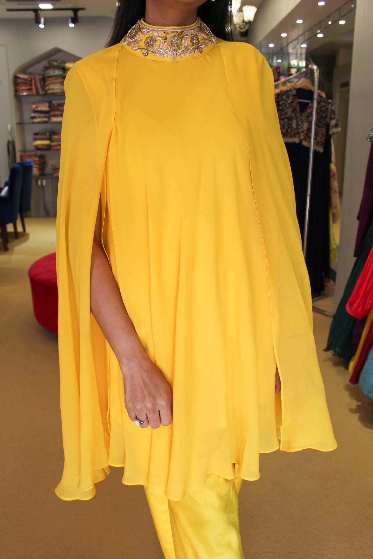 Sunshine Yellow Cape Dress