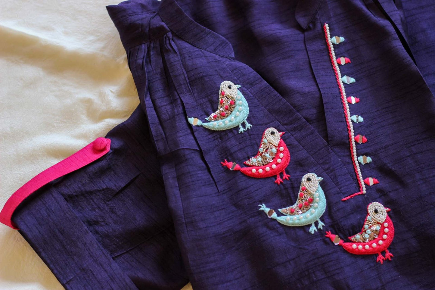 Royal Blue Bird Detailing Co Ord Set