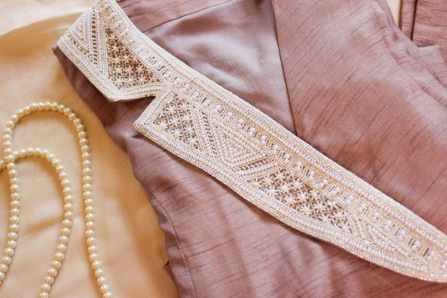 Pearl Embellished Collar Dress Ice Grey Colour