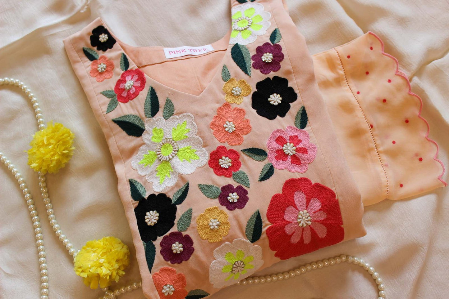 Blooming Flower Peach Tunic Dress