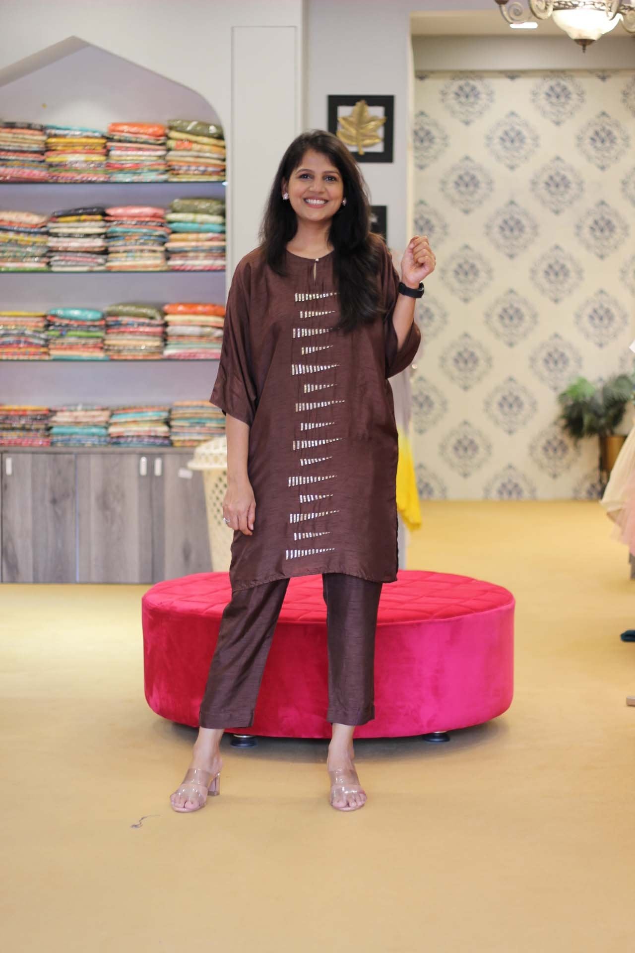 Brown Kaftan Co Ord Set