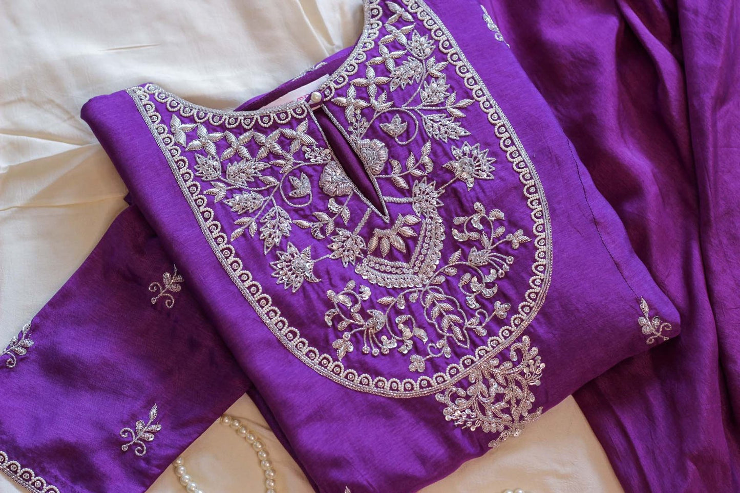 Purple Heavy Zardosi Dhoti Set