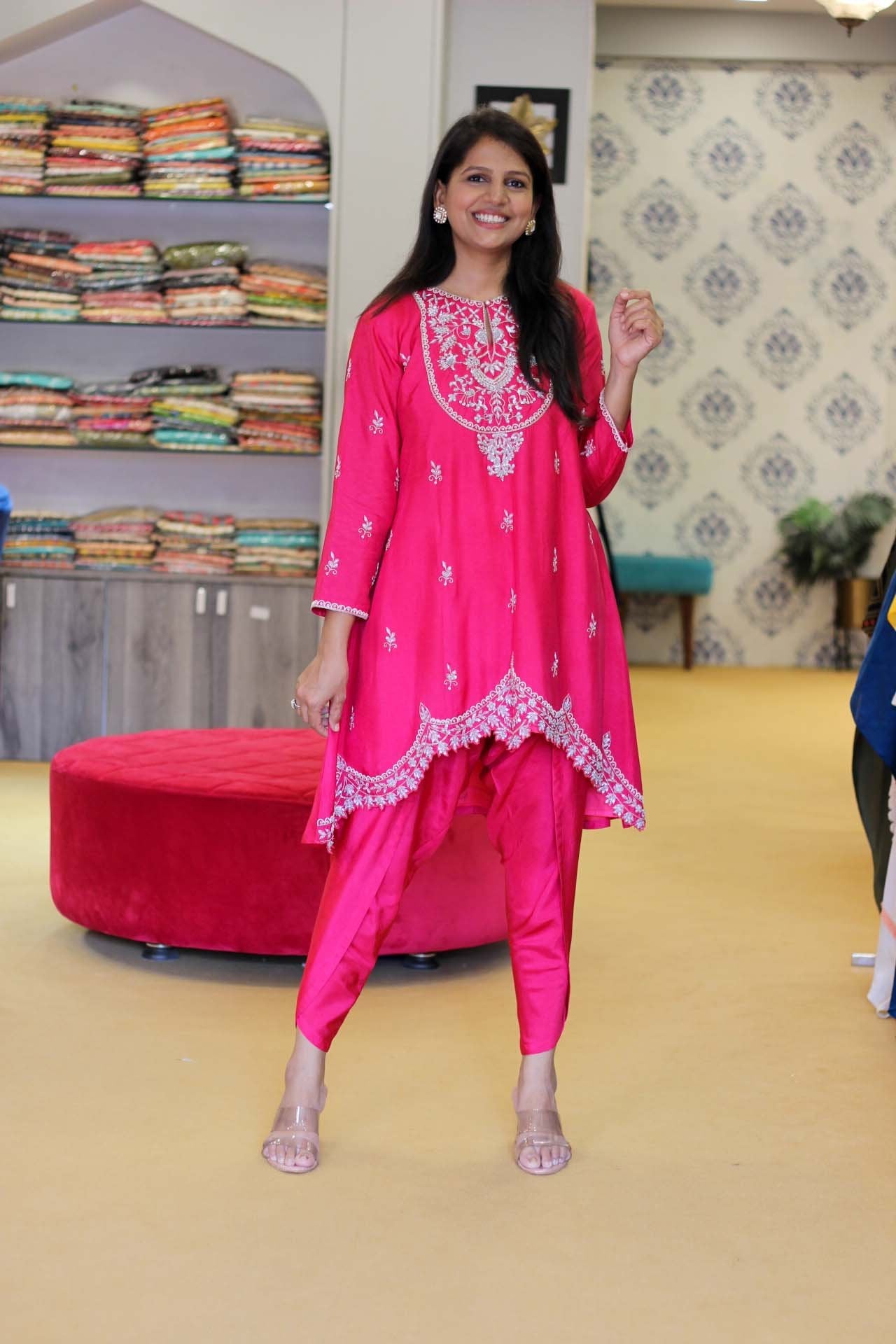 Rani Heavy Zardosi Dhoti Set