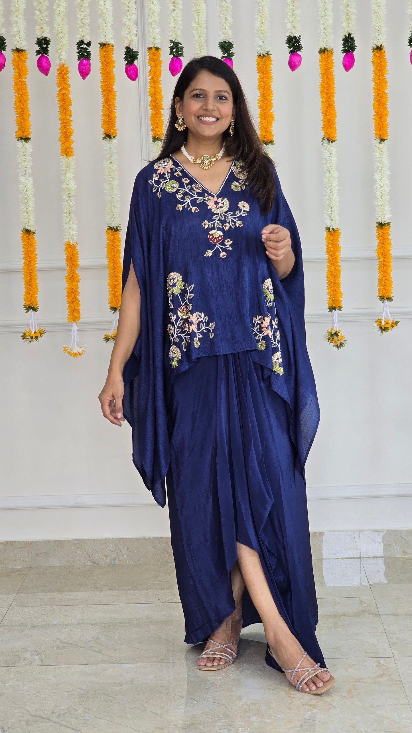 Blue Gulmohar Cape Set