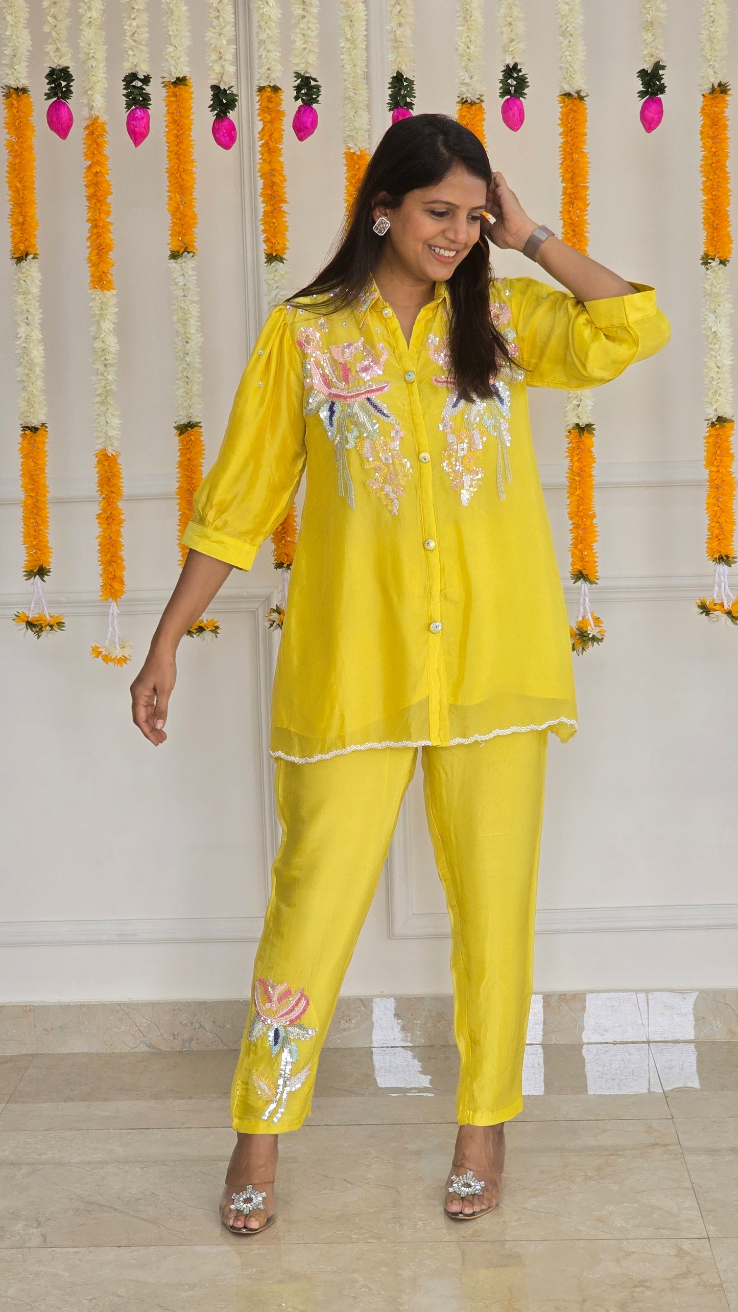 Marigold Sequin Bloom Co-ord Set