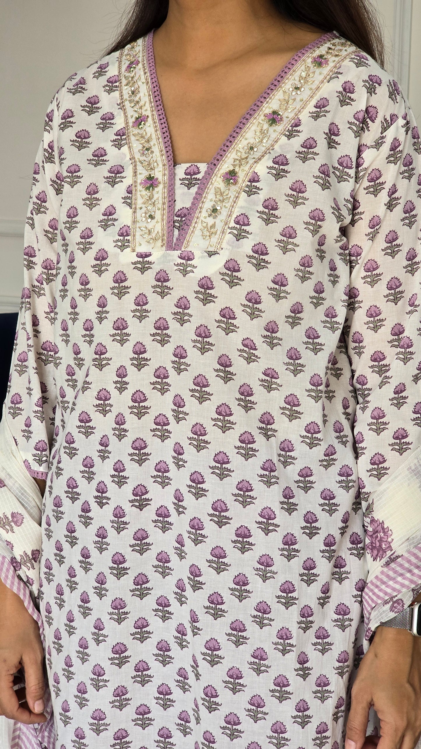Lilac Phool Kurta Set