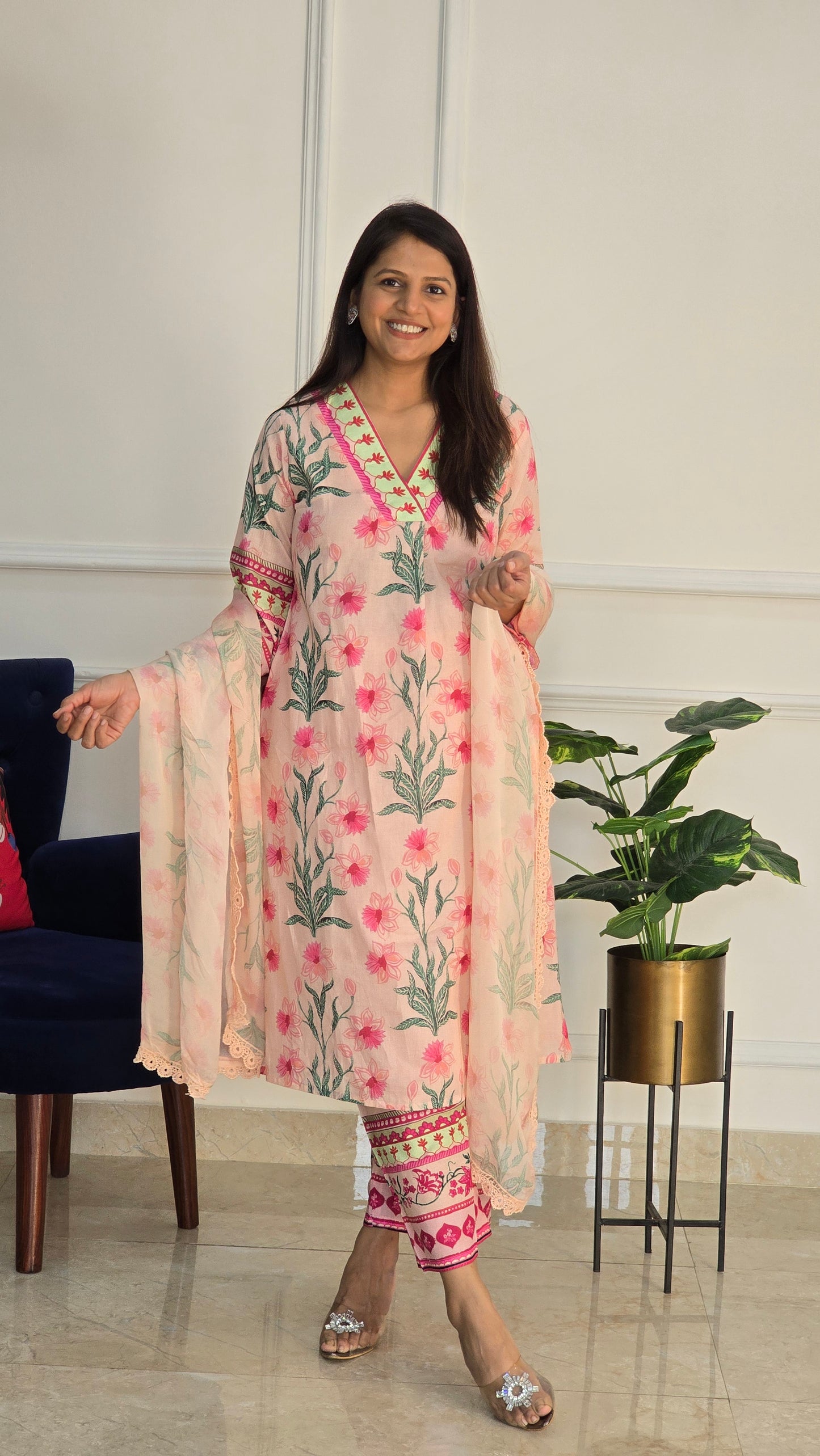Peach Garden Luxe Cotton Kurta and Pants Set