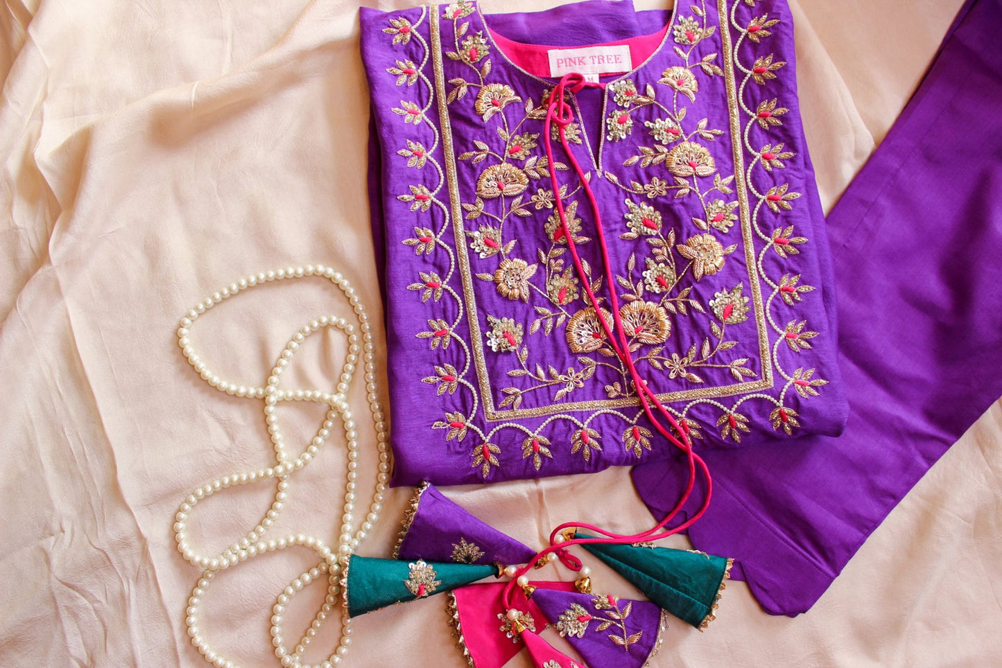 Vibrant Purple Zardosi kaftan