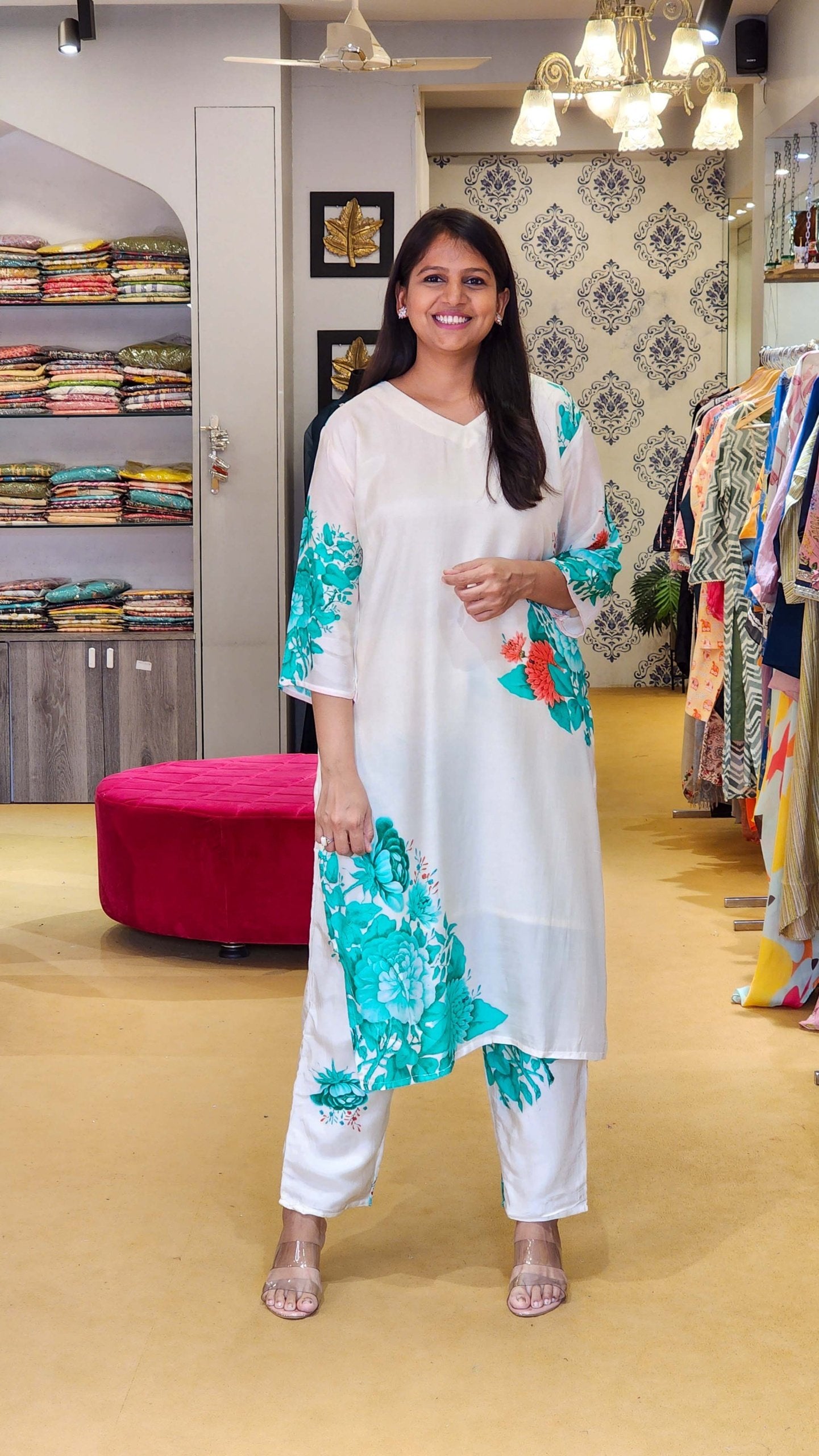 White Tropical Muslin Co Ord Set