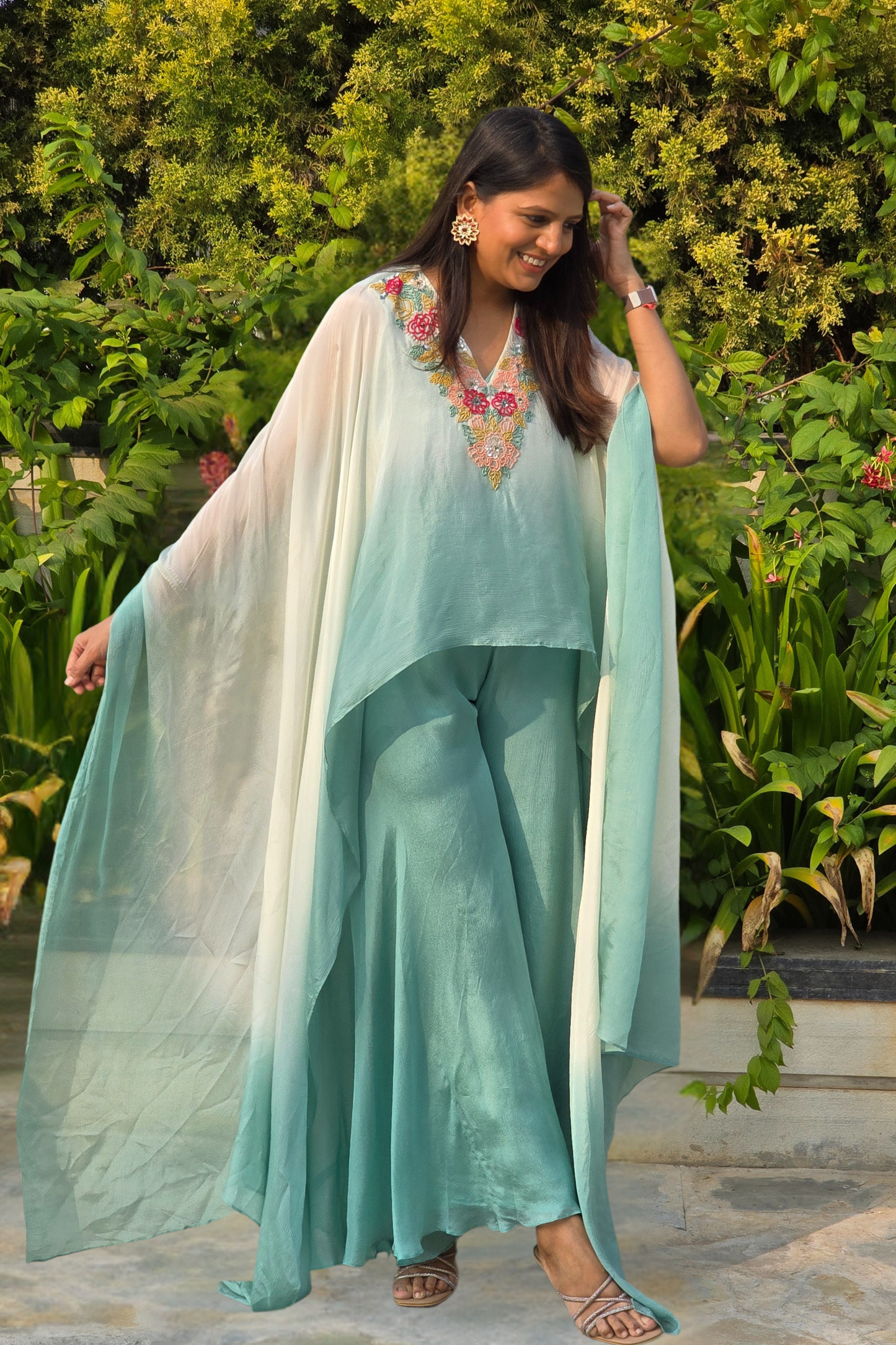 Sea Blush Indowestern Set - View 8 - PinkTree by Shrutika