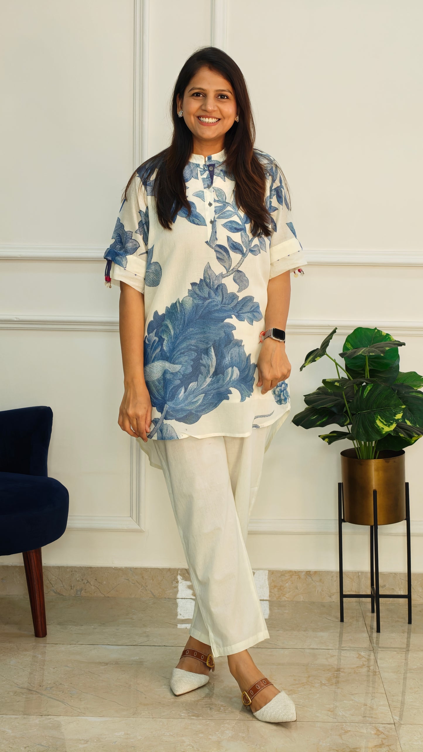 Blue And White Floral Co ord Set