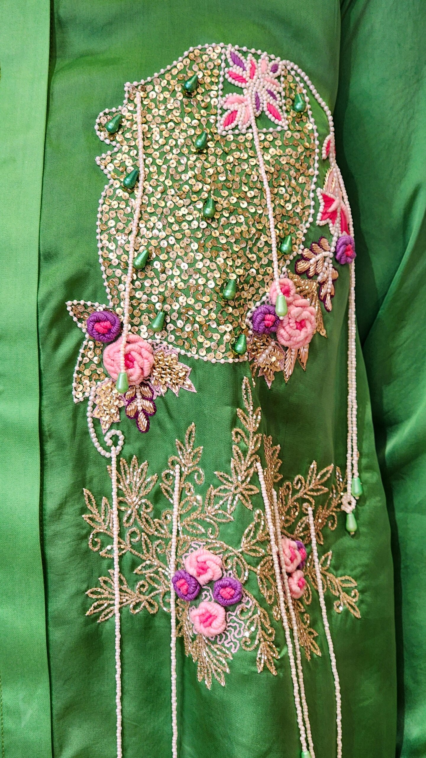 Jade Green Heavily Embellished Shirt & Pants Set