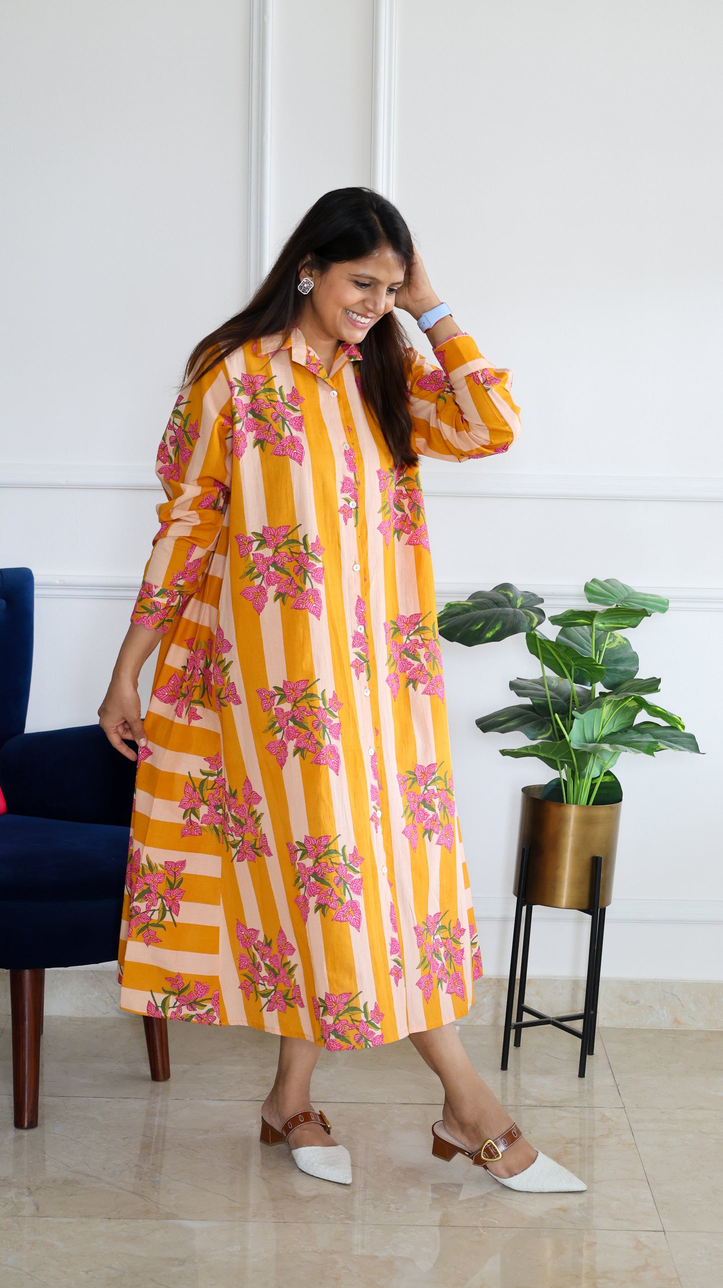 Orange Floral Stripe Tunic
