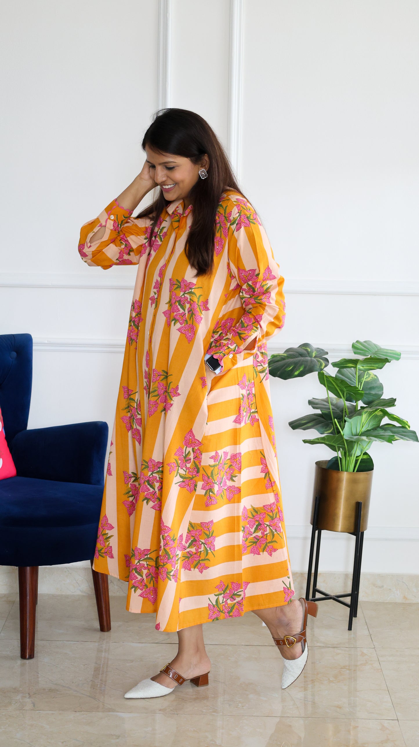 Orange Floral Stripe Tunic