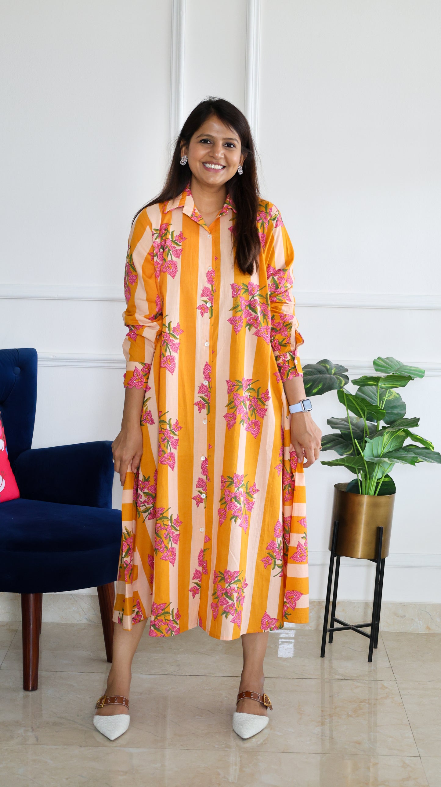 Orange Floral Stripe Tunic