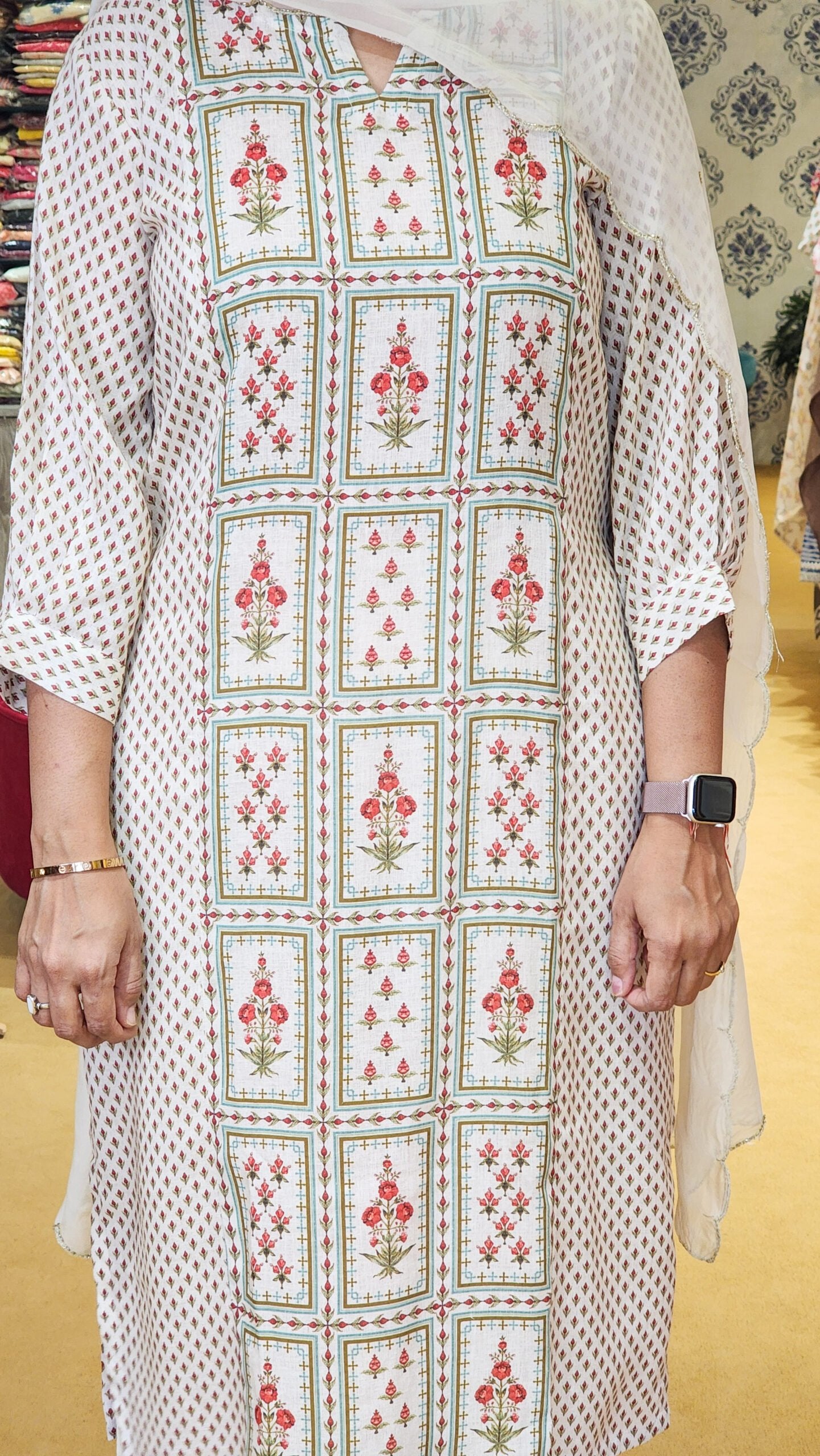 Mughal Print Linen Suit Set