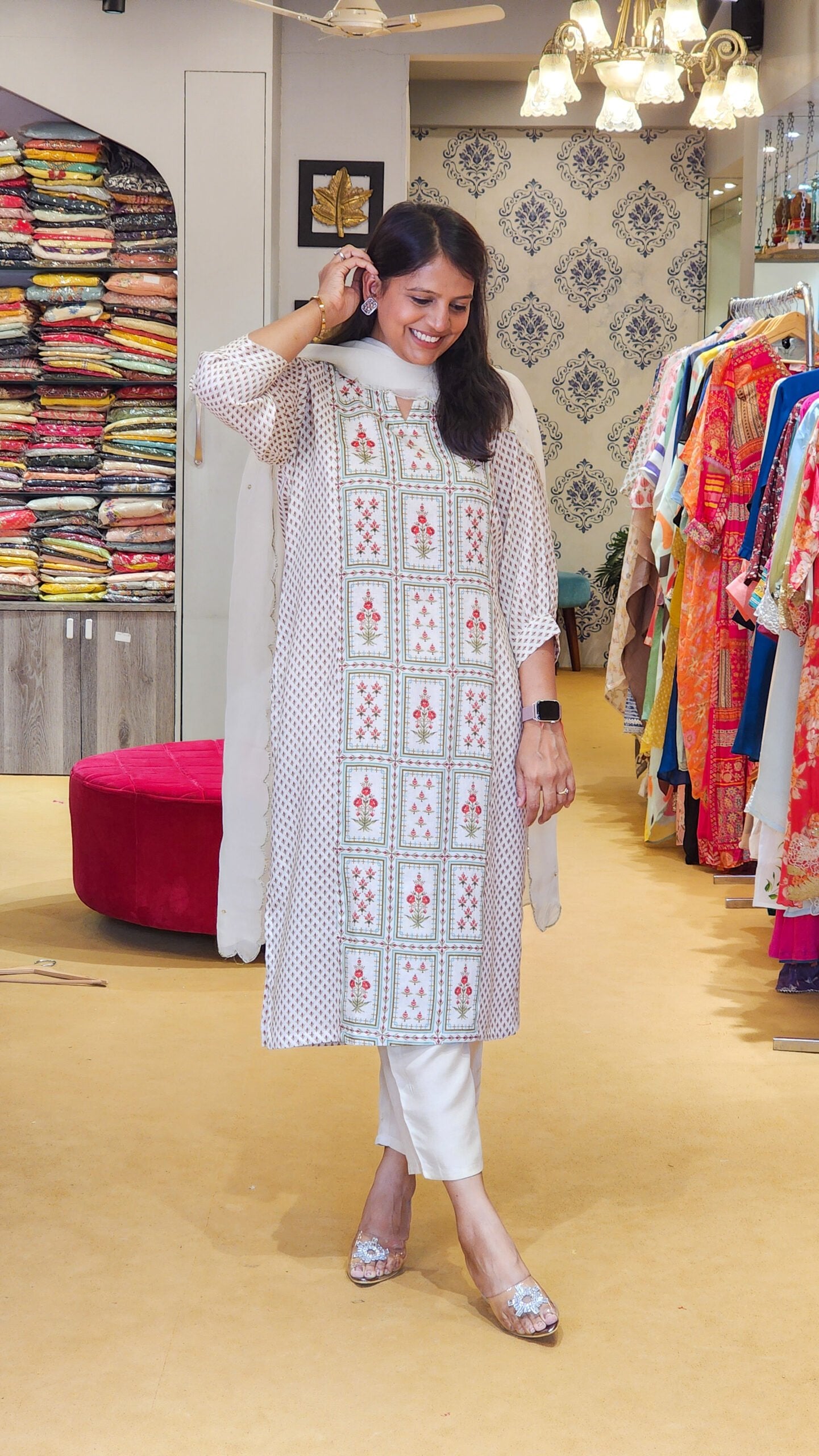 Mughal Print Linen Suit Set