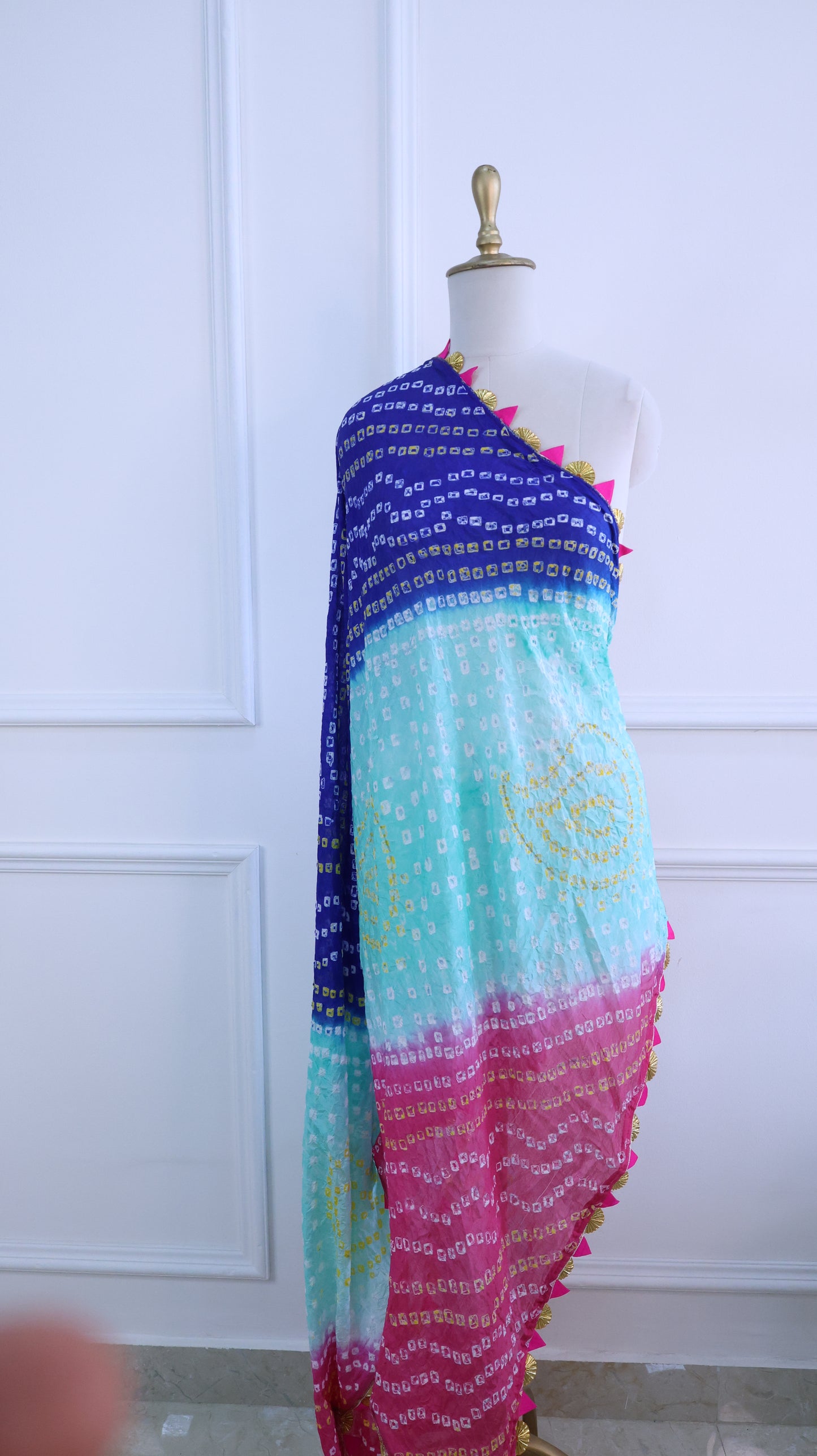 Bandhej Blue Multi Color Silk Dupatta