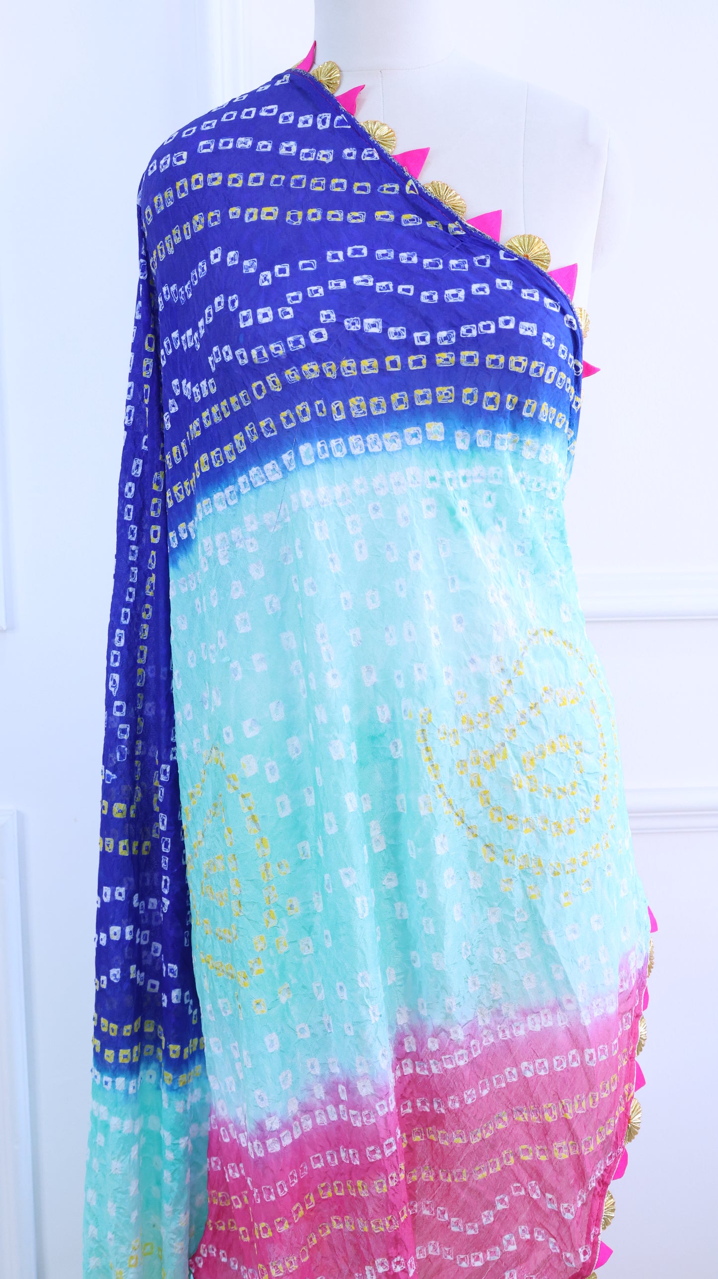 Bandhej Blue Multi Color Silk Dupatta