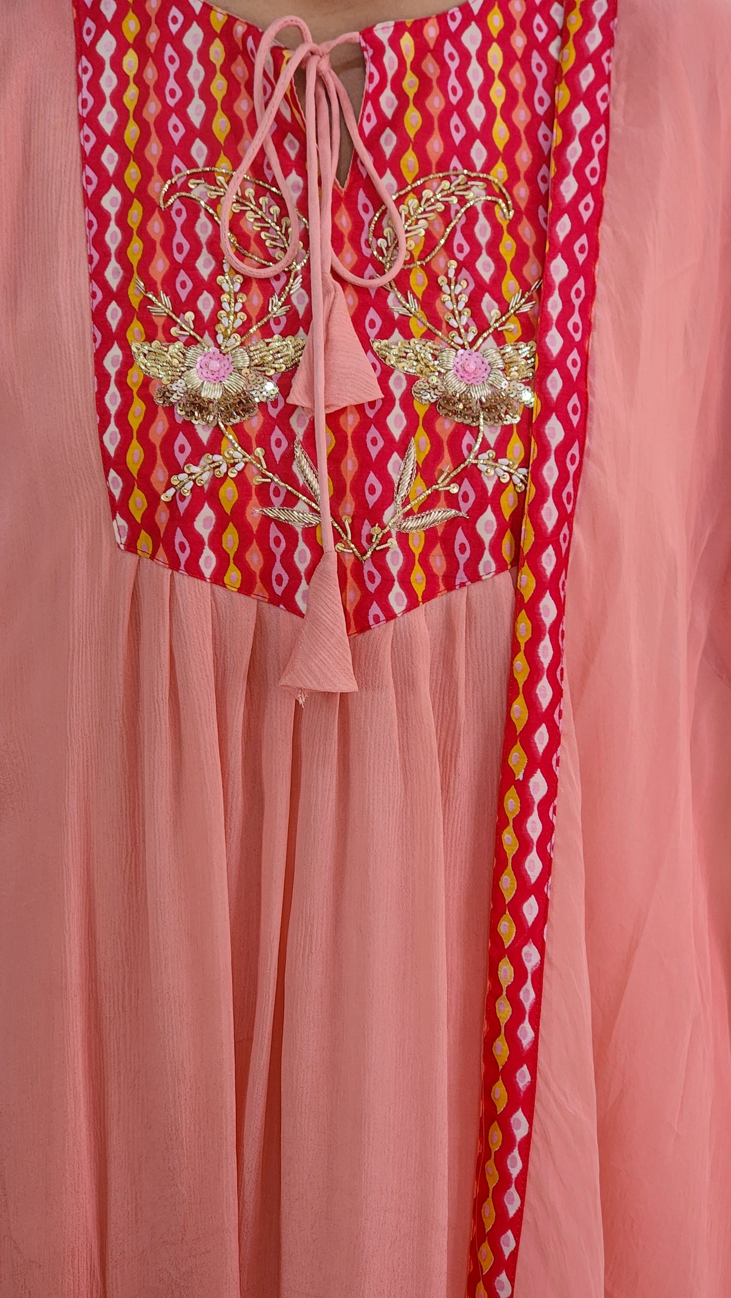 Peach Chinnon Suit Set