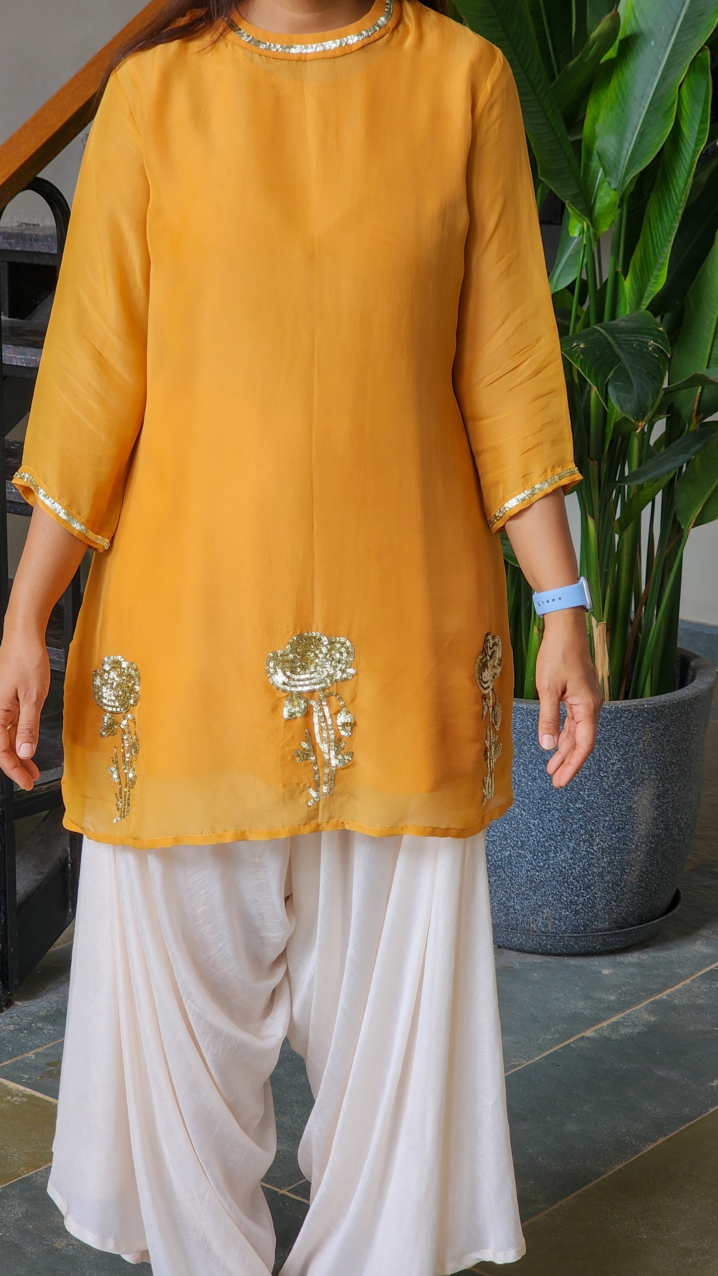 Mango Organza kurta with Loose Pants