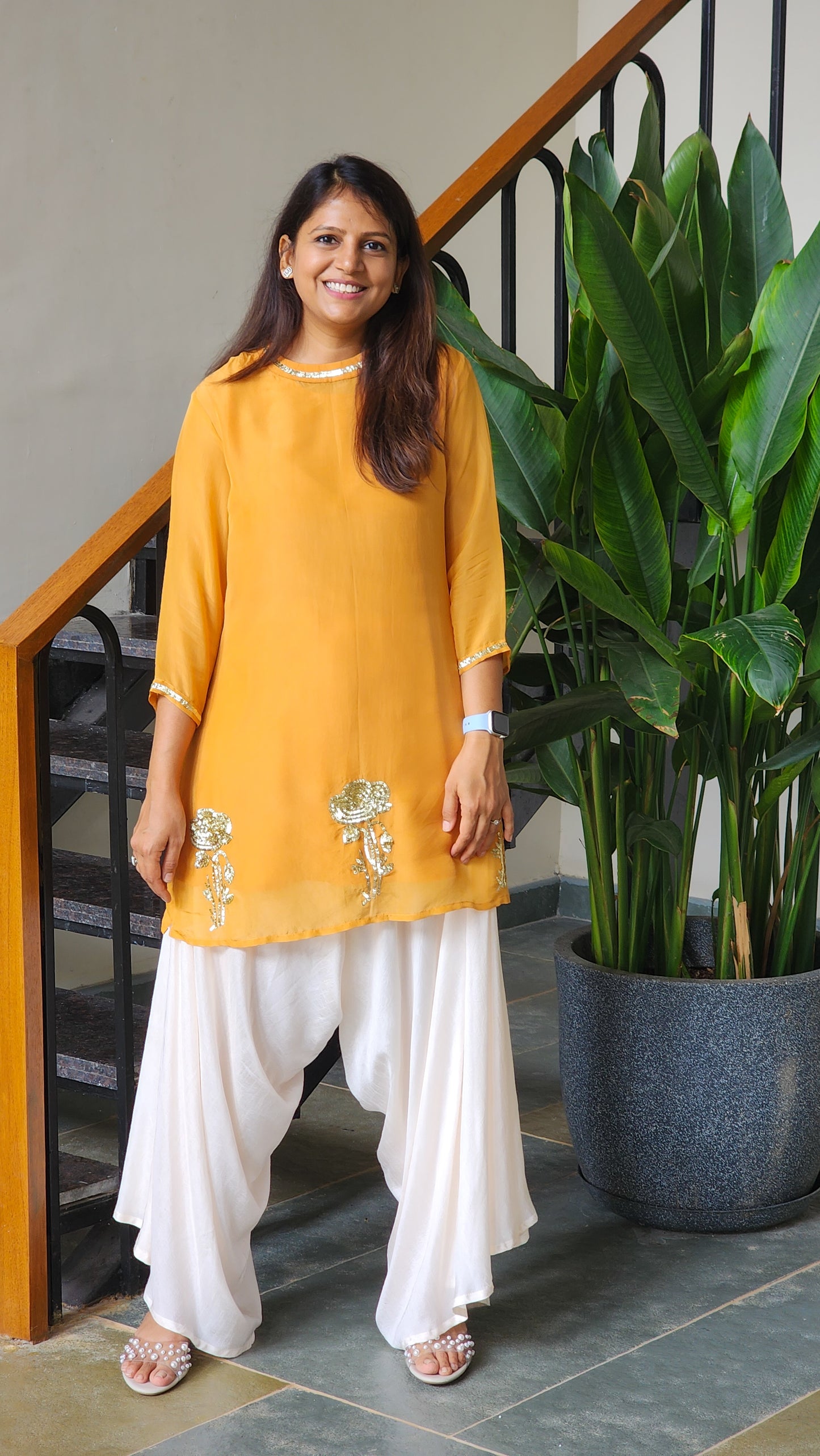 Mango Organza kurta with Loose Pants