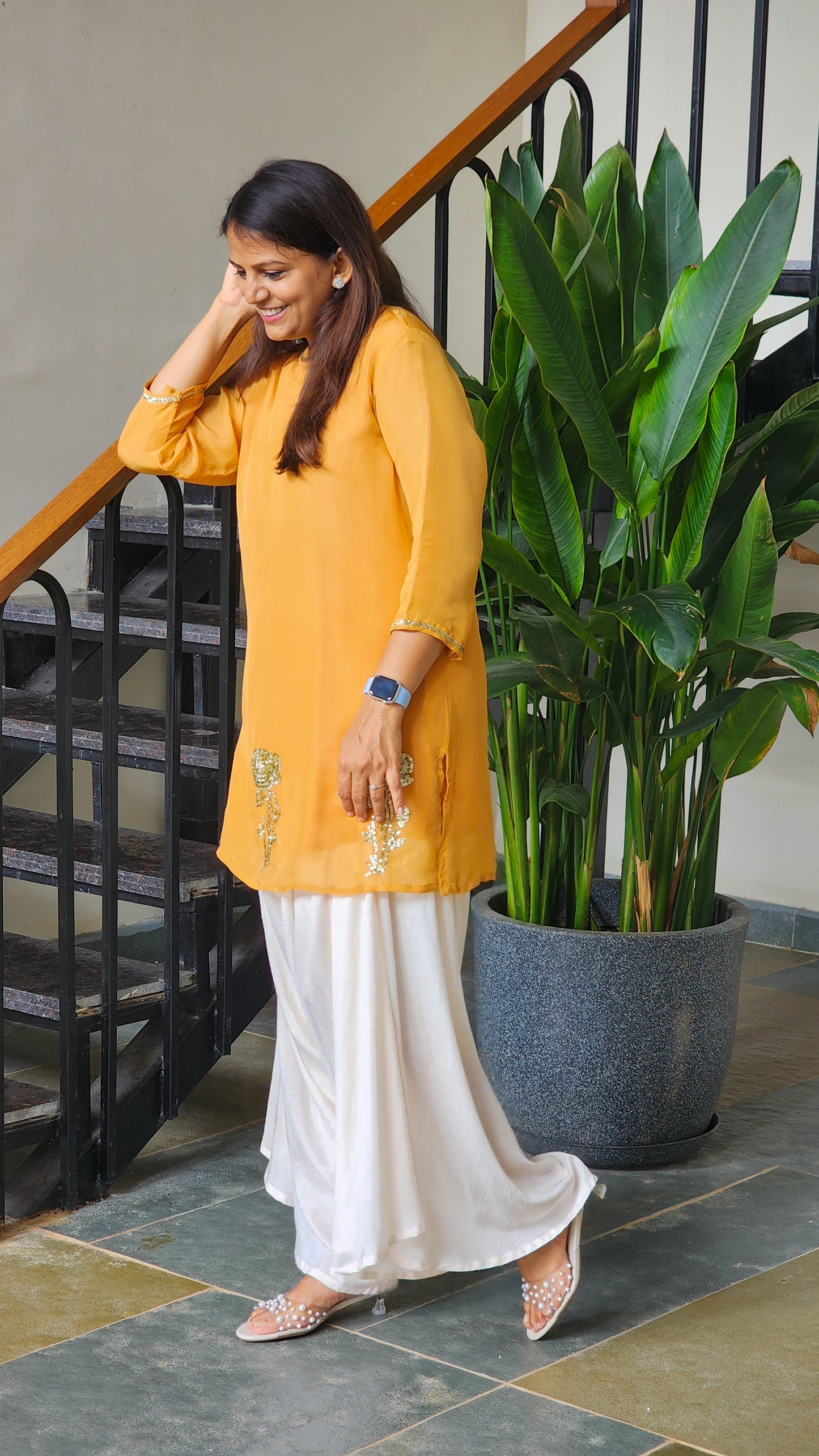 Mango Organza kurta with Loose Pants
