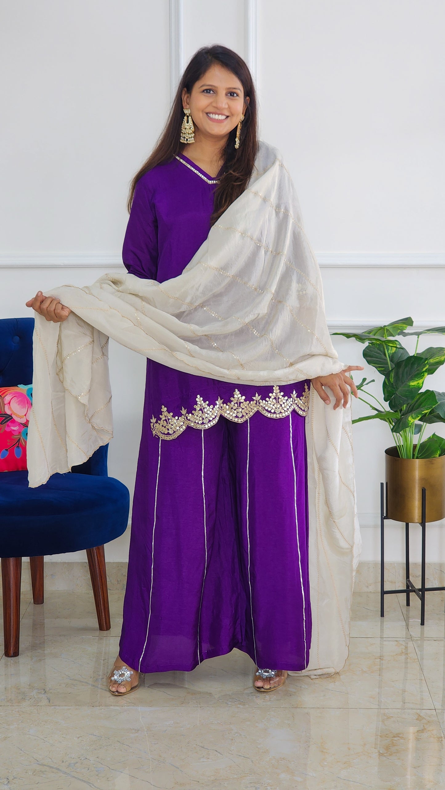 Purple Kurta and Palazzo Set