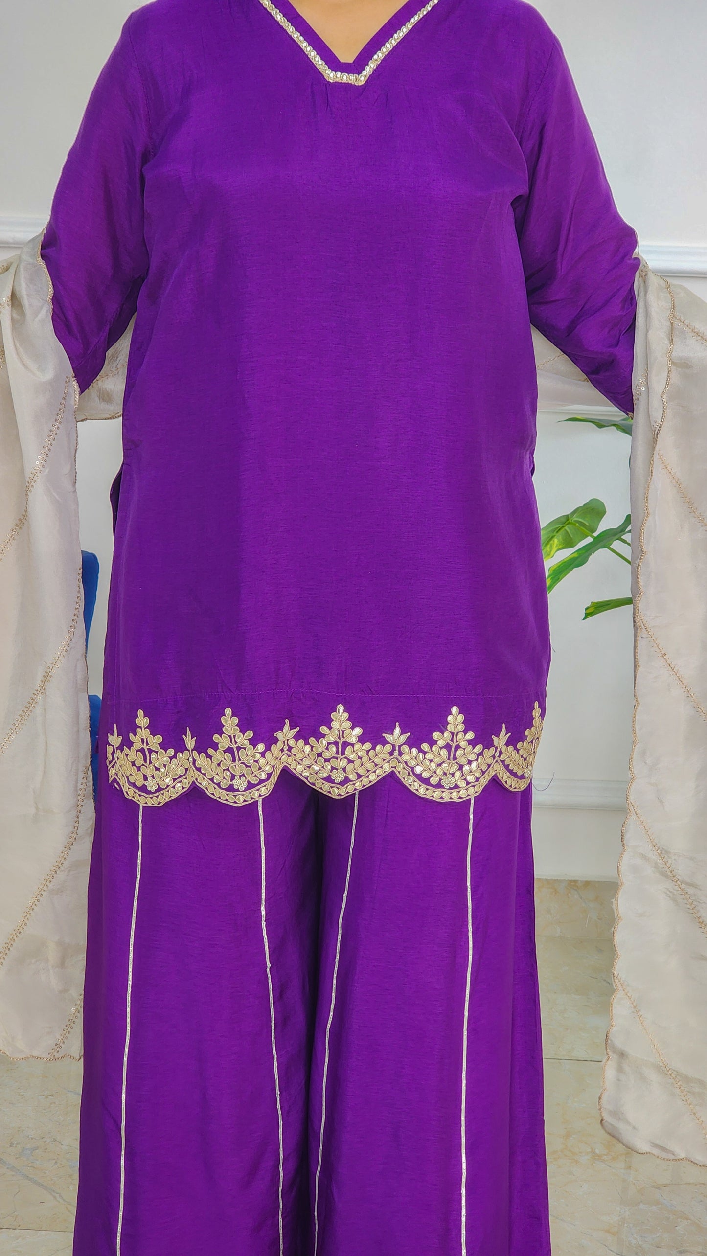 Purple Kurta and Palazzo Set