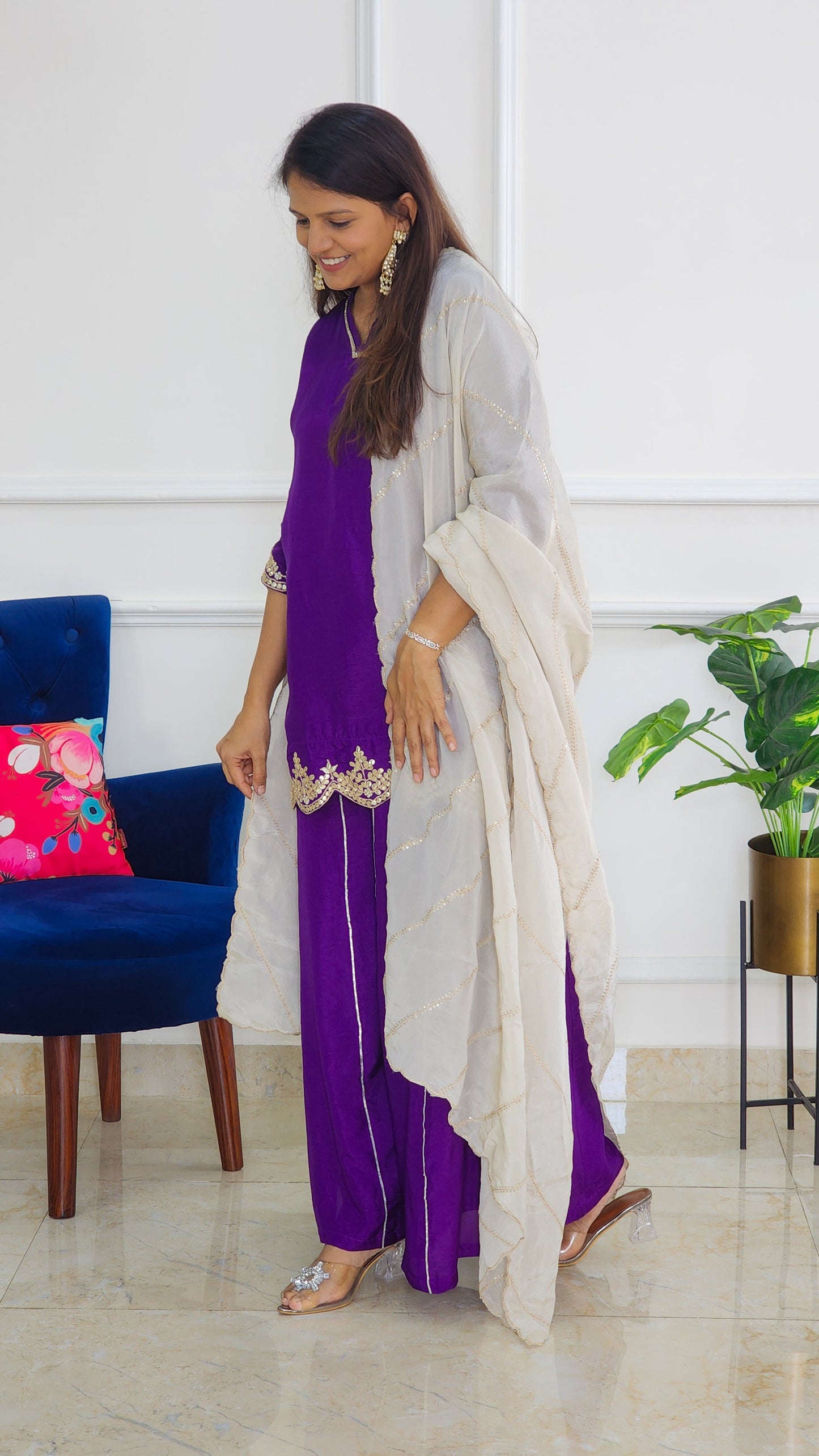 Purple Kurta and Palazzo Set