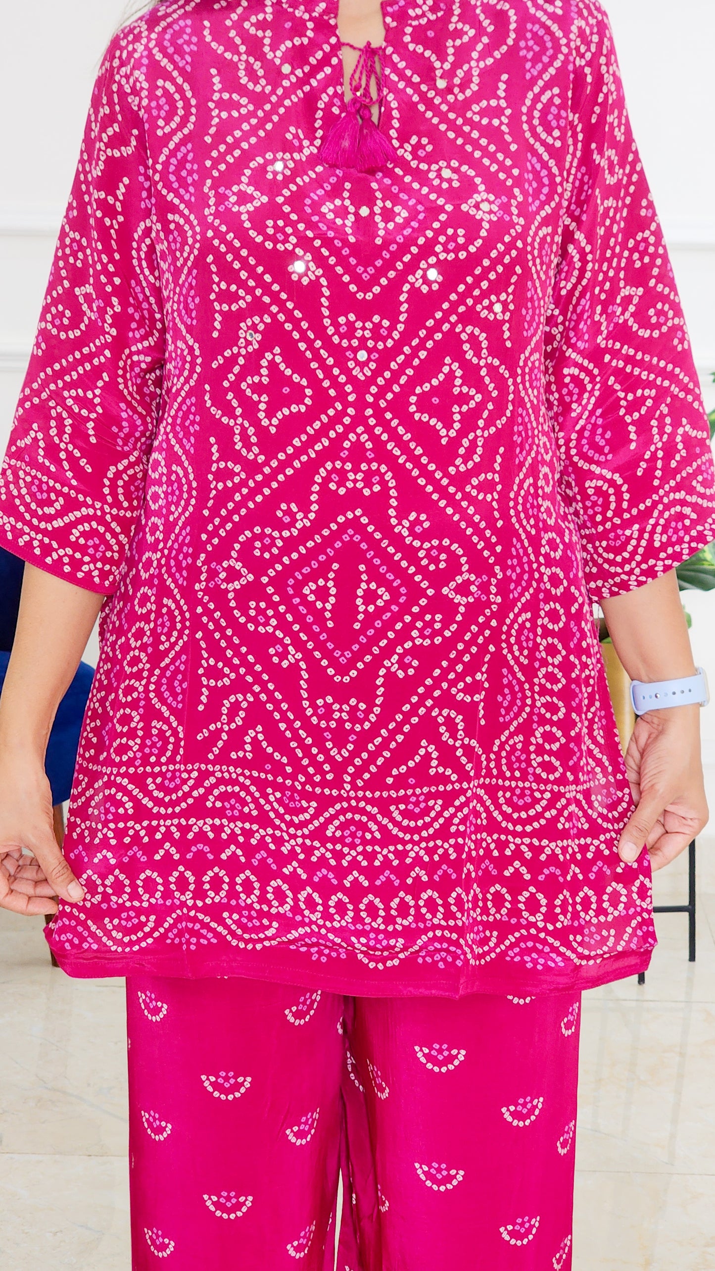Vintage Magenta Bandhej Co ord Set