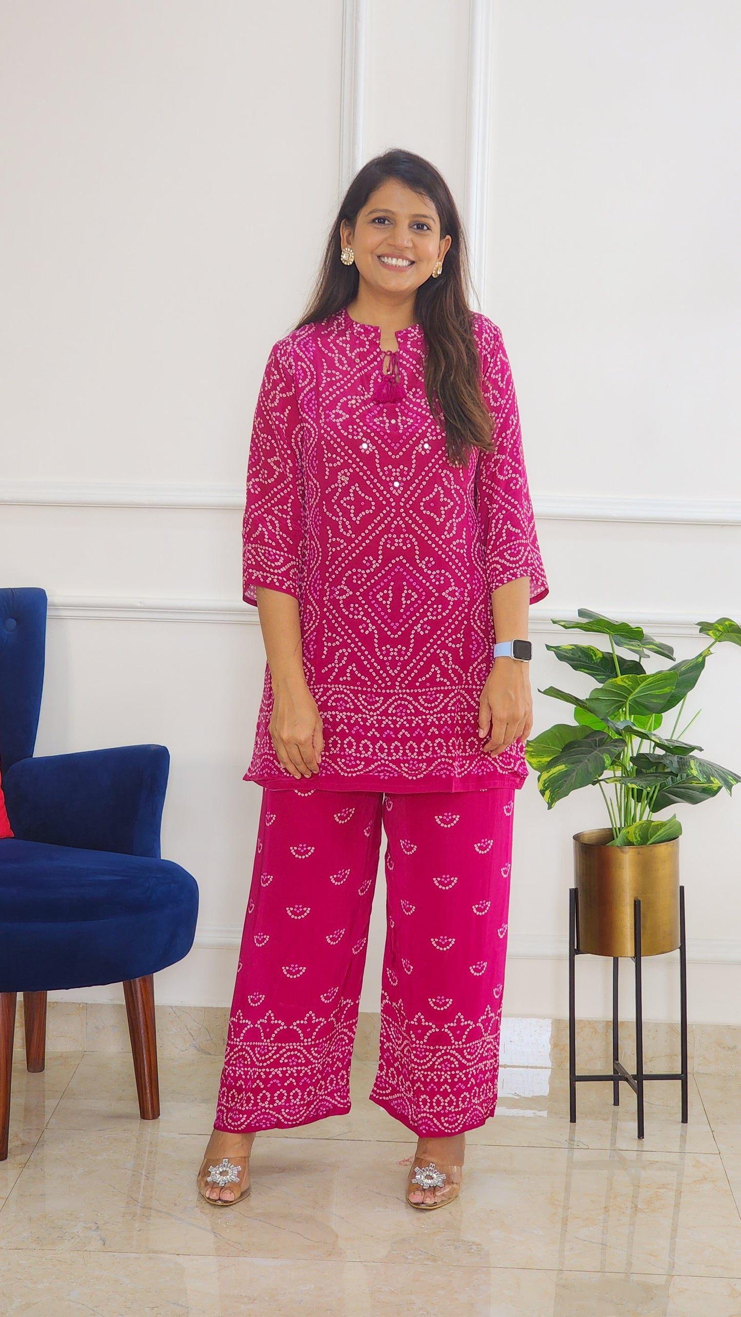 Vintage Magenta Bandhej Co ord Set