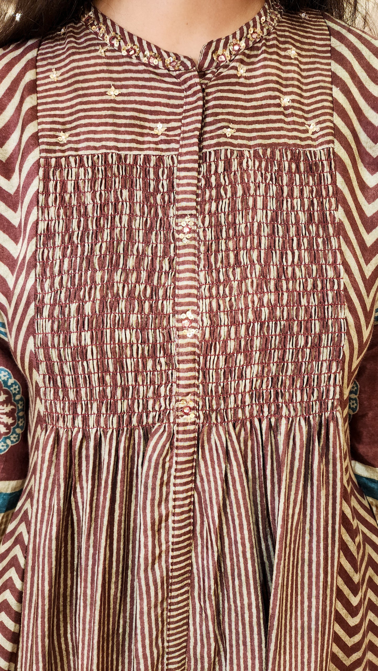Brown Pure Muslin Kurta and Pants Set