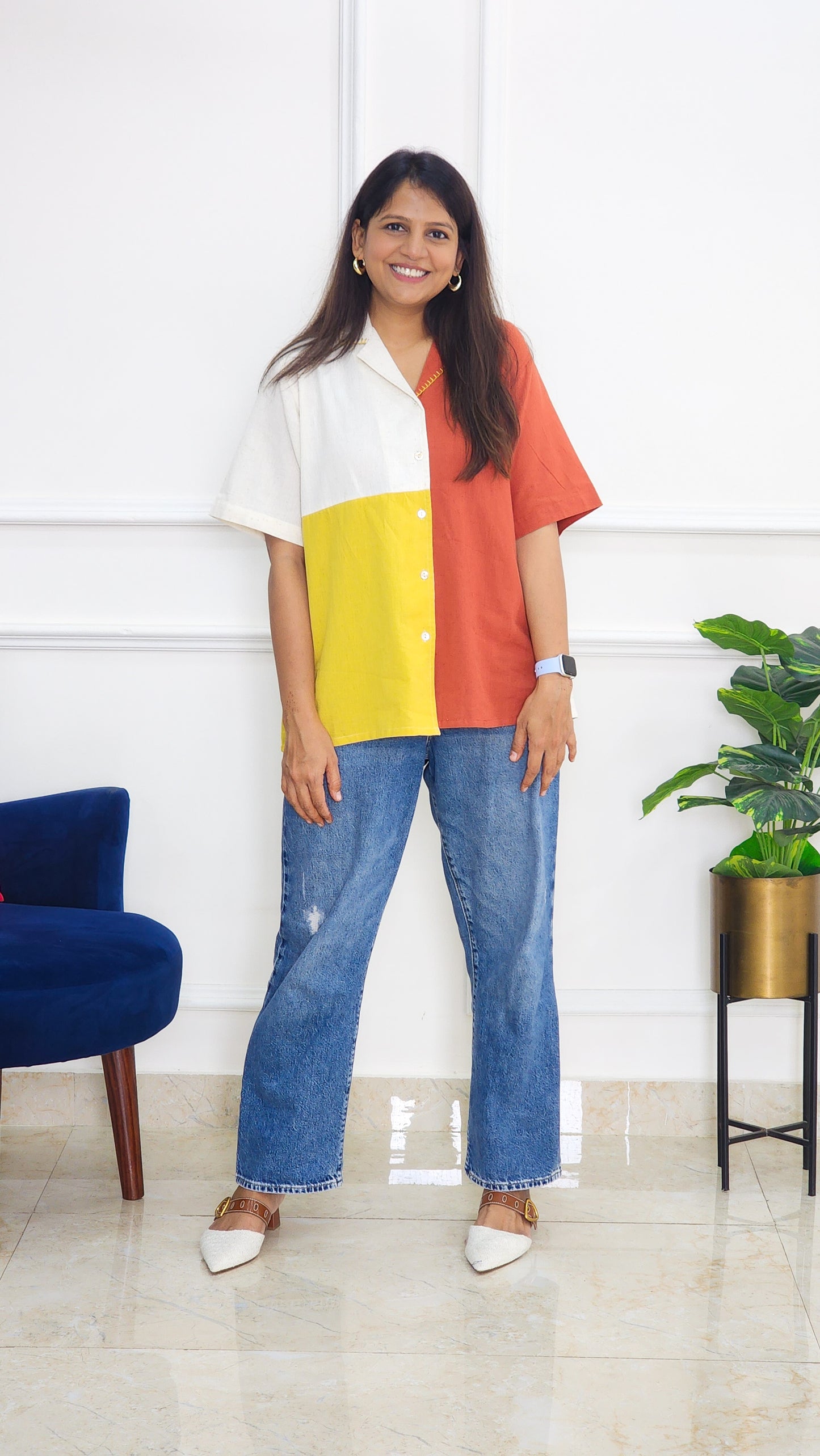 Color Blocked Shirt - Orange