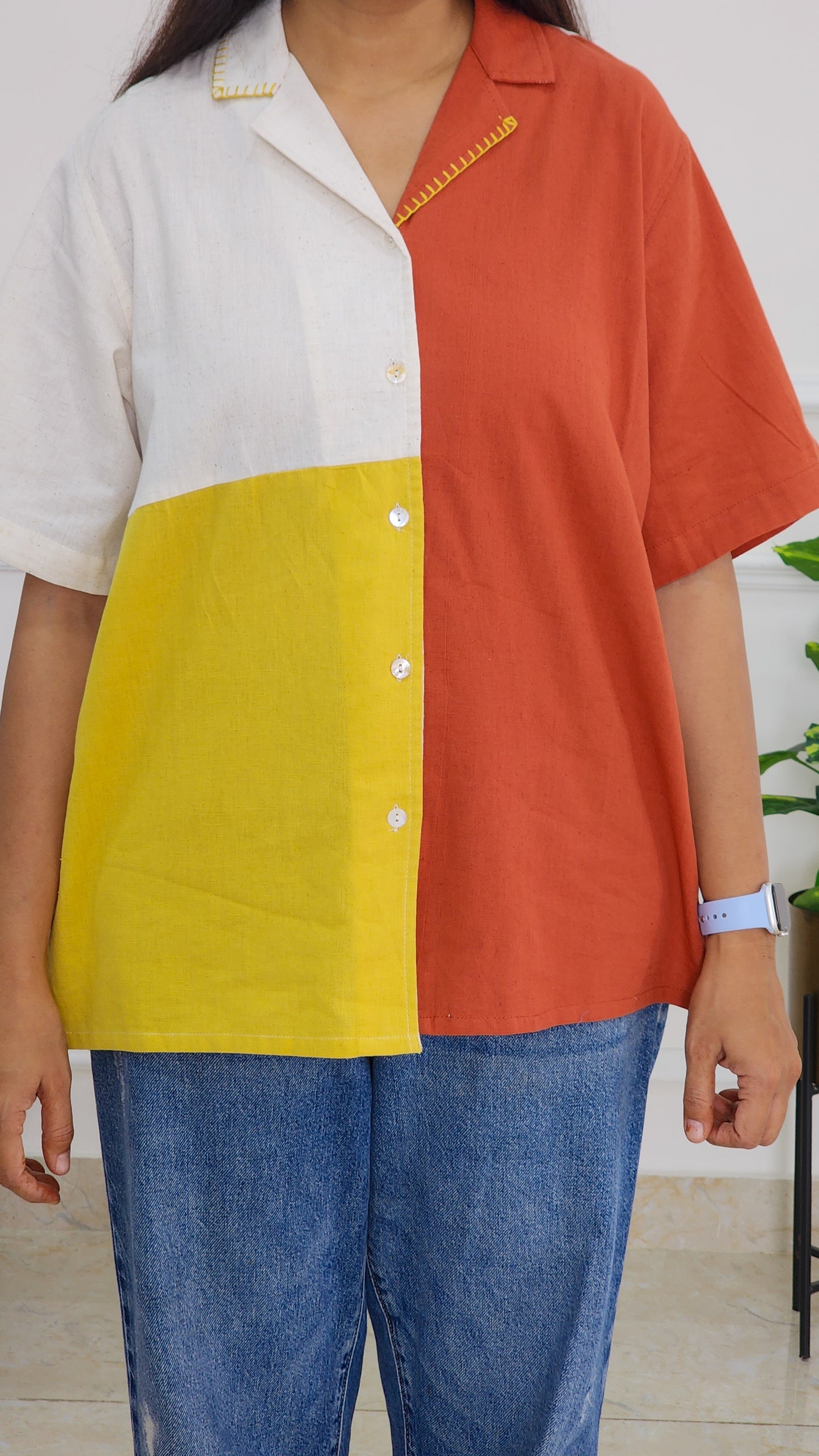 Color Blocked Shirt - Orange