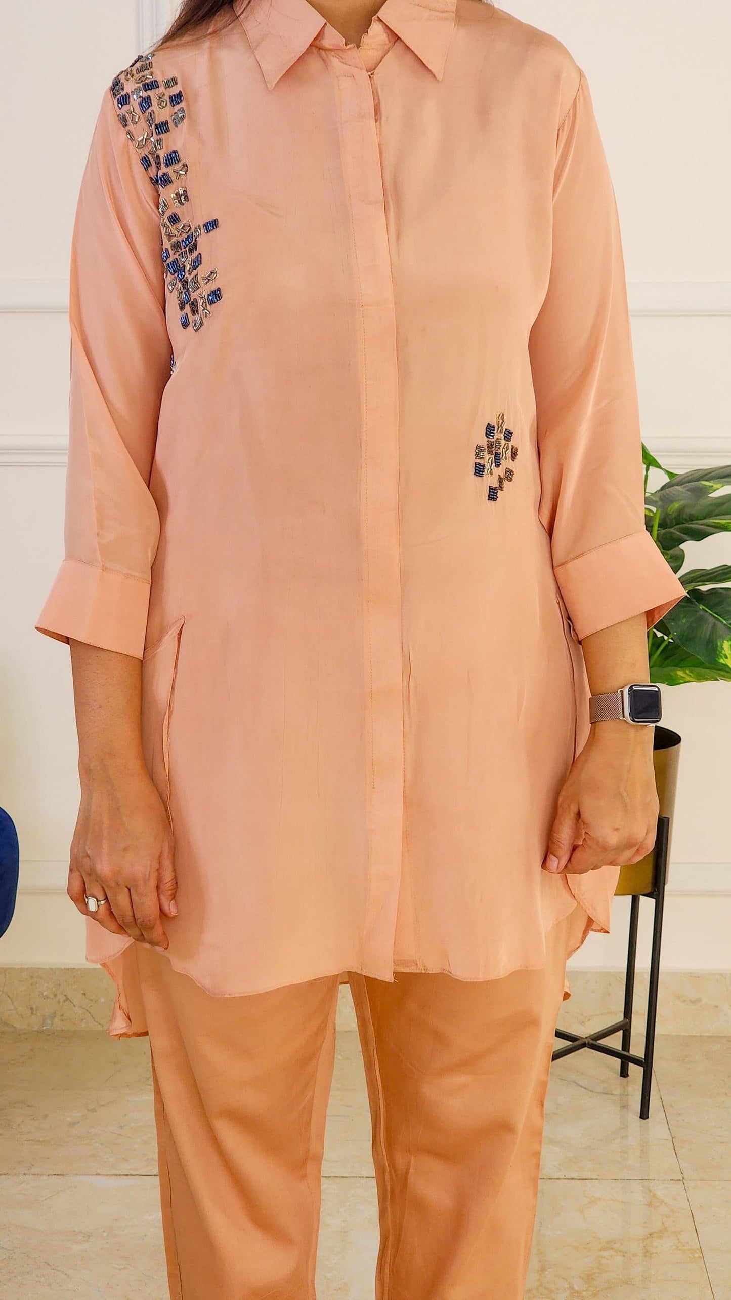 Peach Antique Handwork Co Ord Set