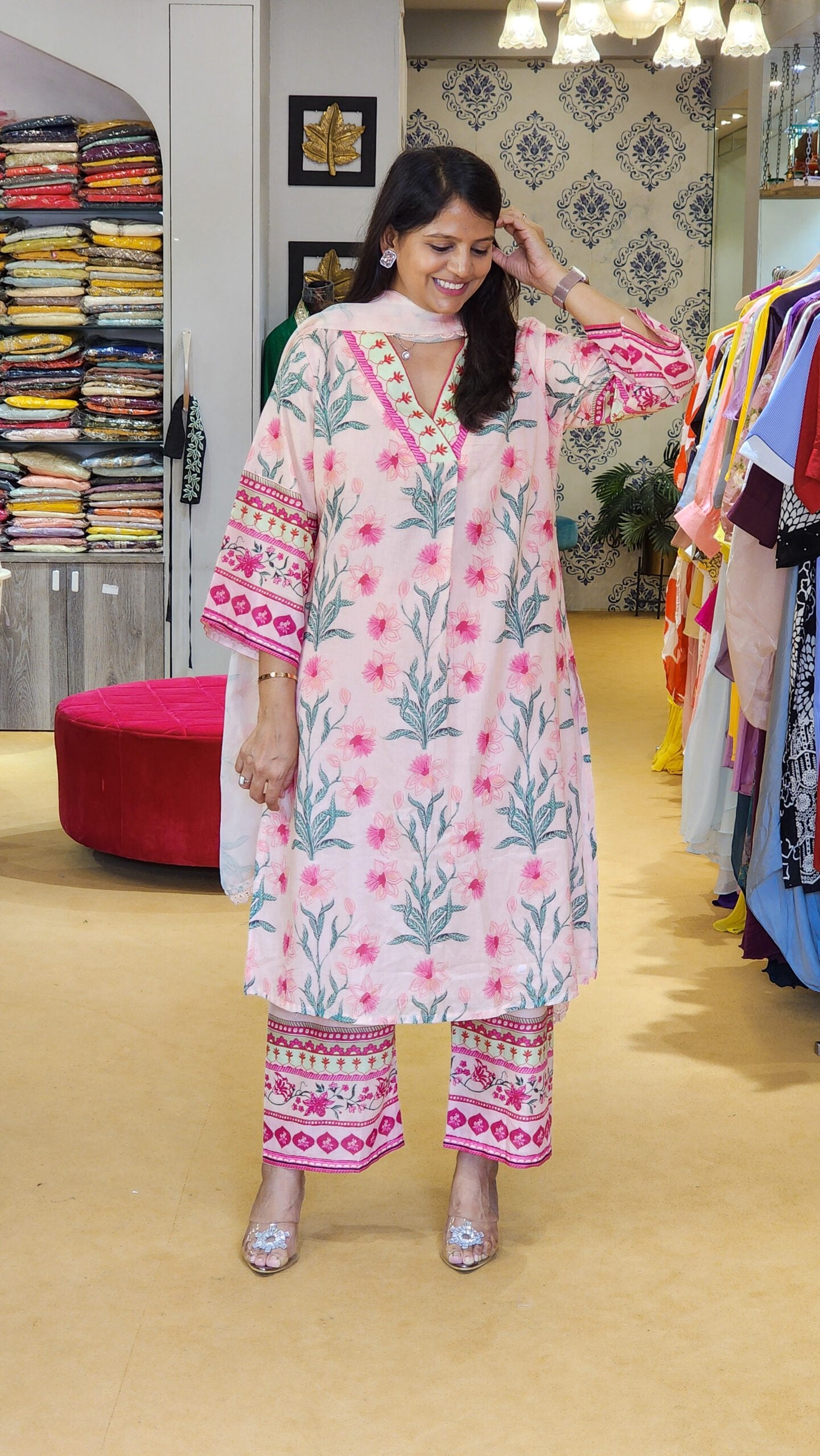 Peach Garden Luxe Cotton Kurta and Pants Set