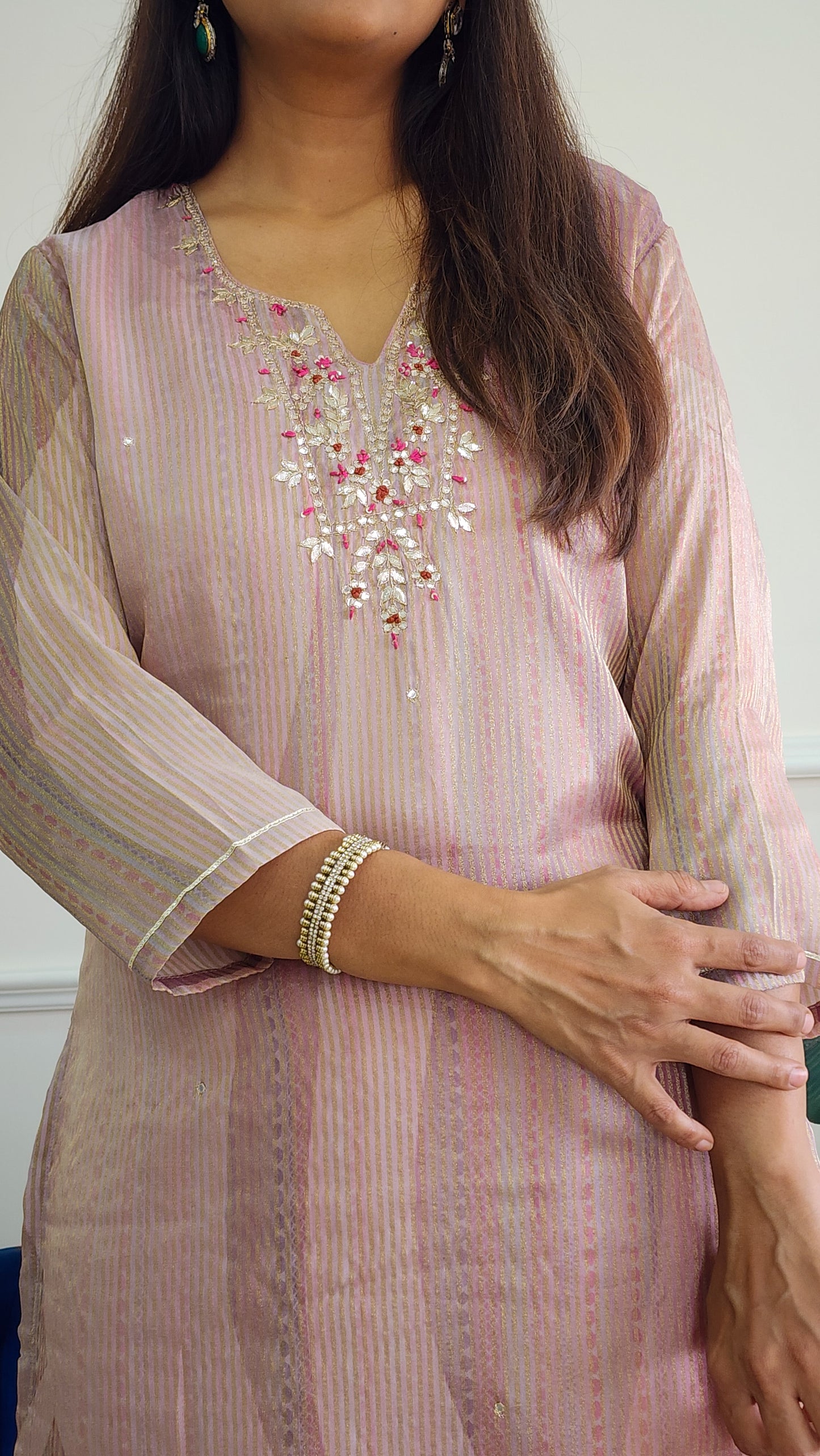 Pink Stripe Tissue Suit Set
