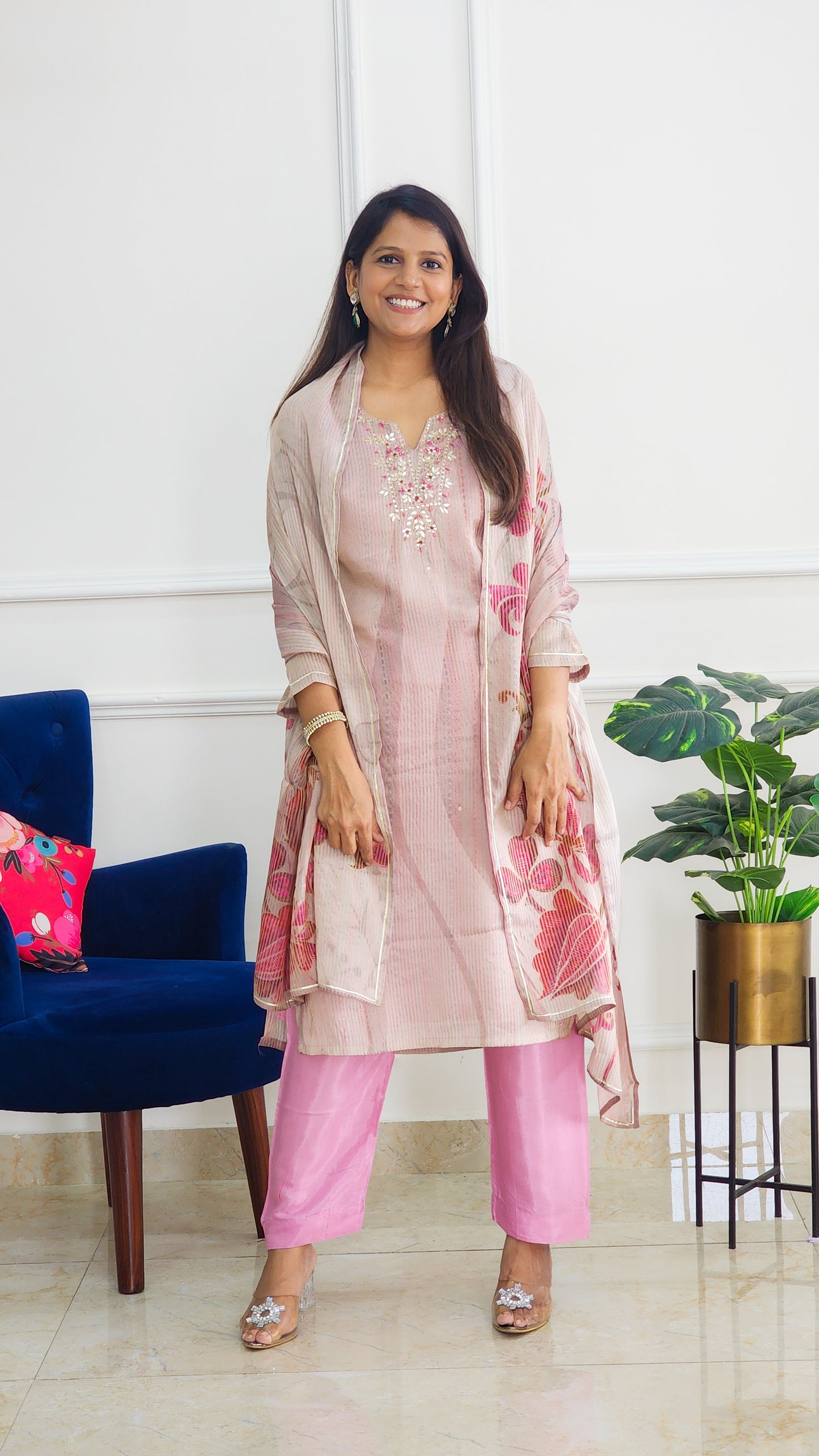 Pink Stripe Tissue Suit Set