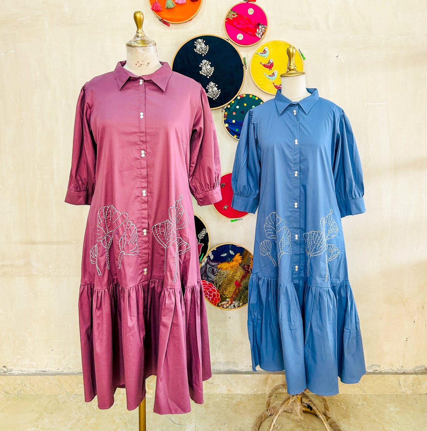 Blue Tulip Embroidery Tunic