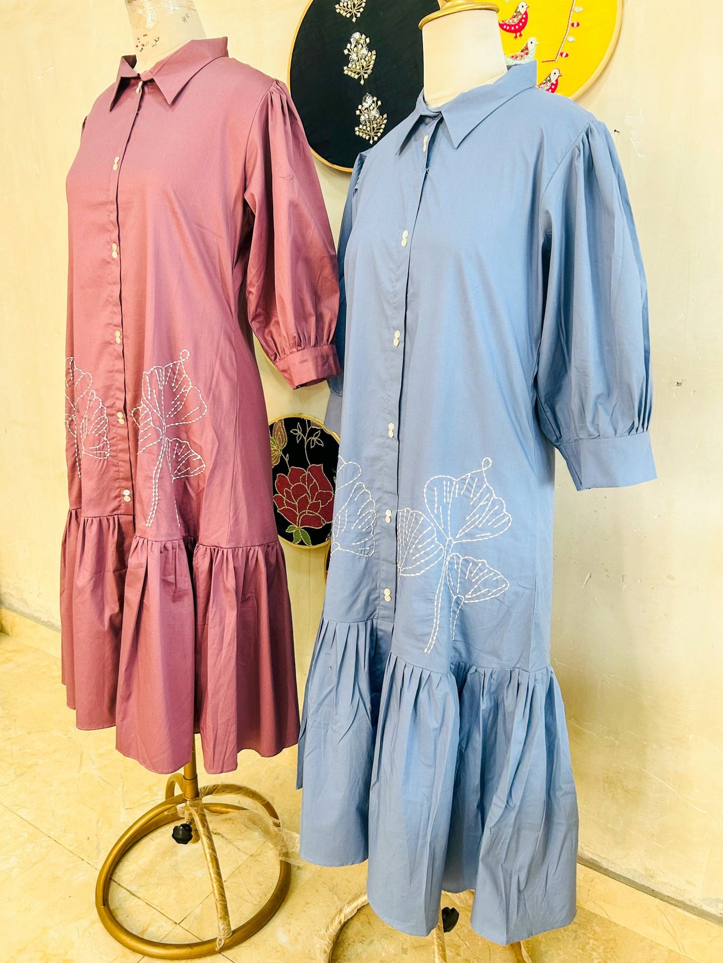 Blue Tulip Embroidery Tunic