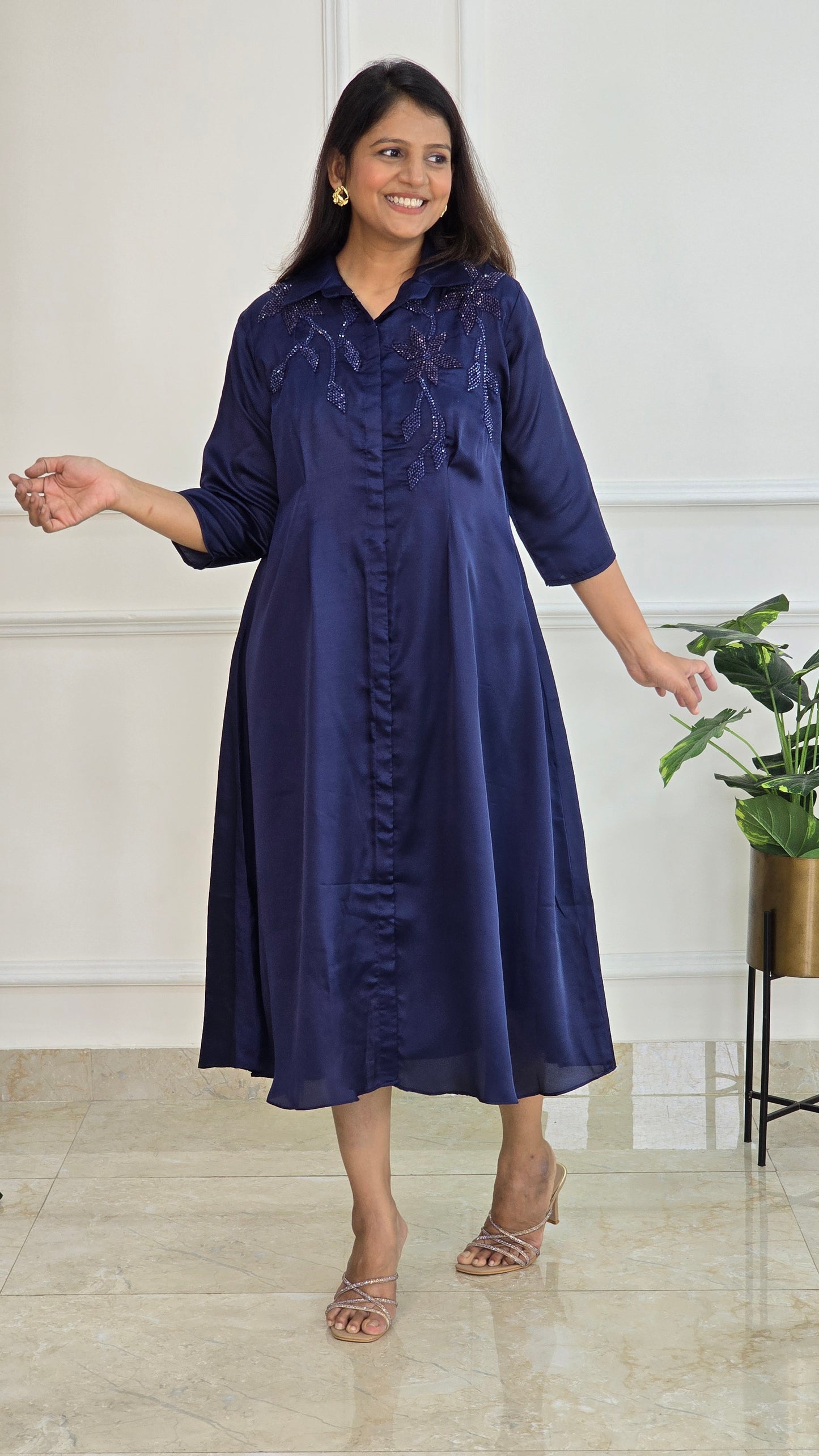 Navy Blue Crystal Tunic