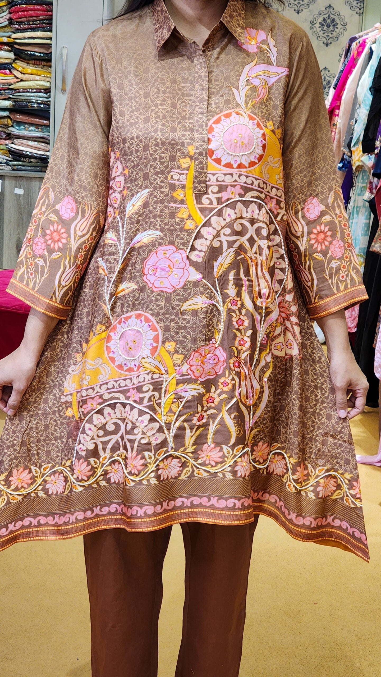 Brown Printed Co Ord Set