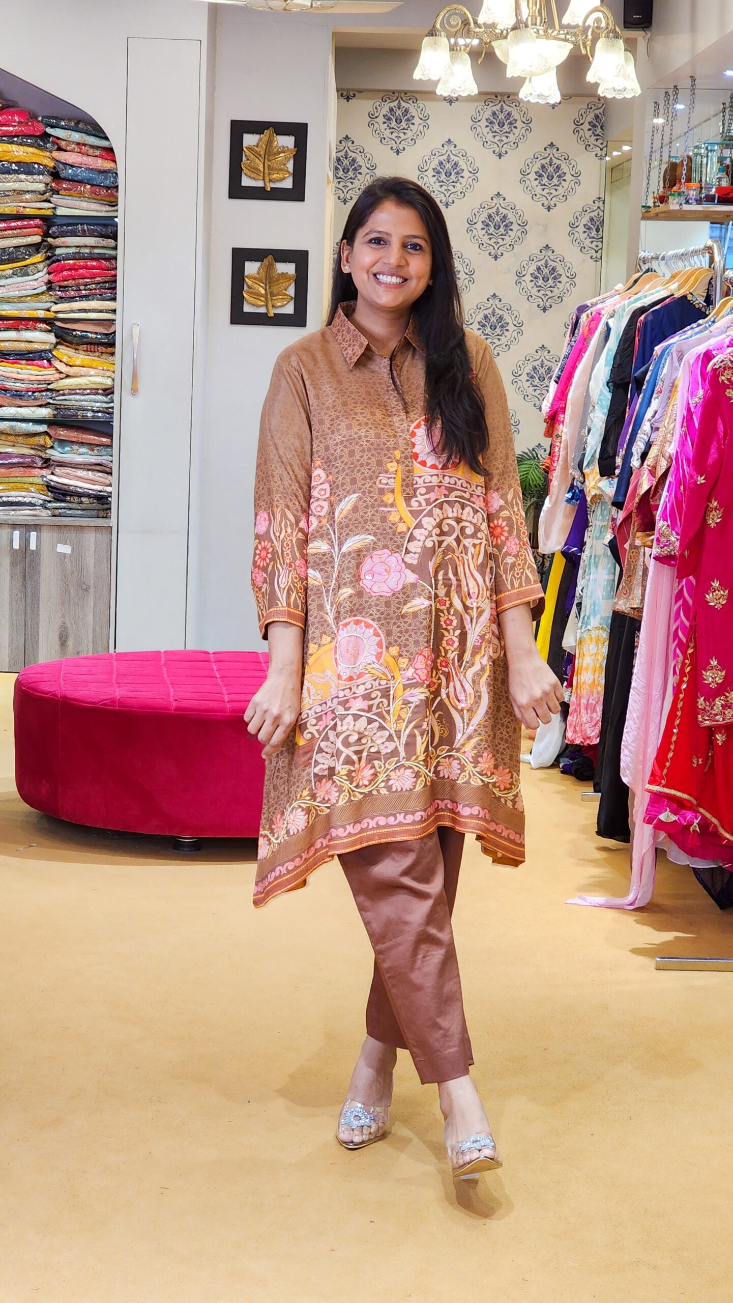 Brown Printed Co Ord Set
