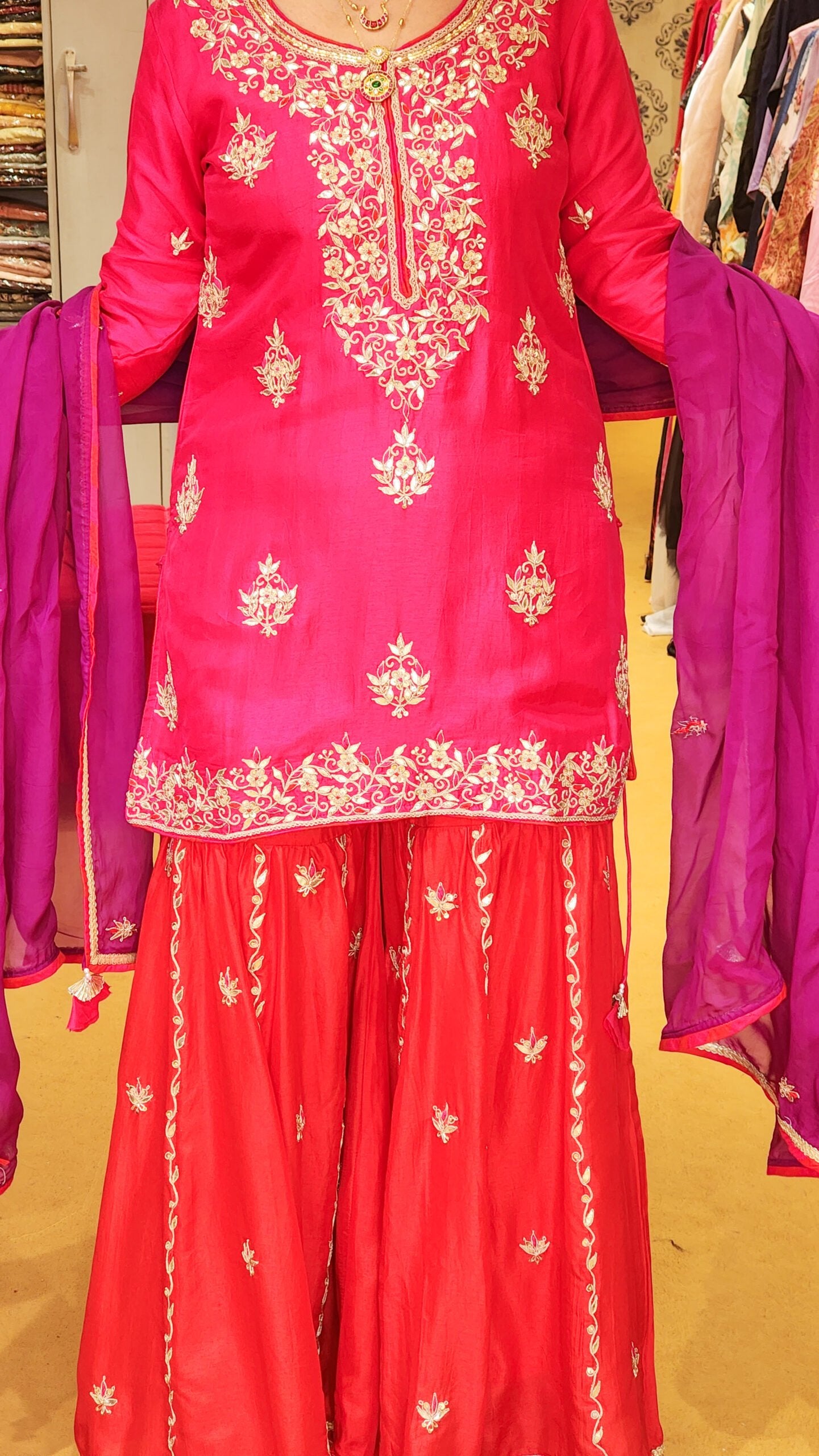 Rani Rajasthani Kurta Palazzo and Duppata Set