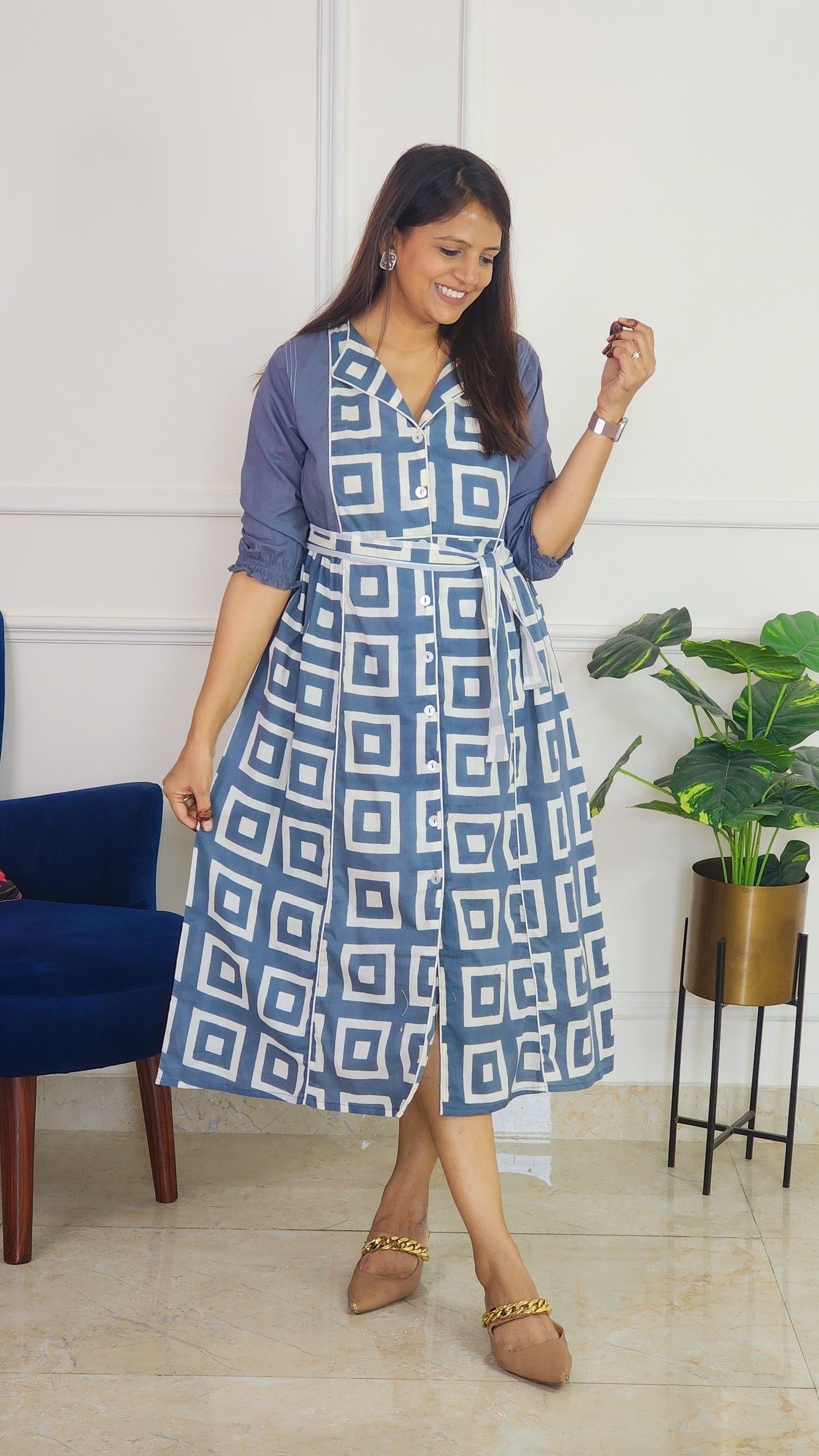 Grey Geometrical print Tunic