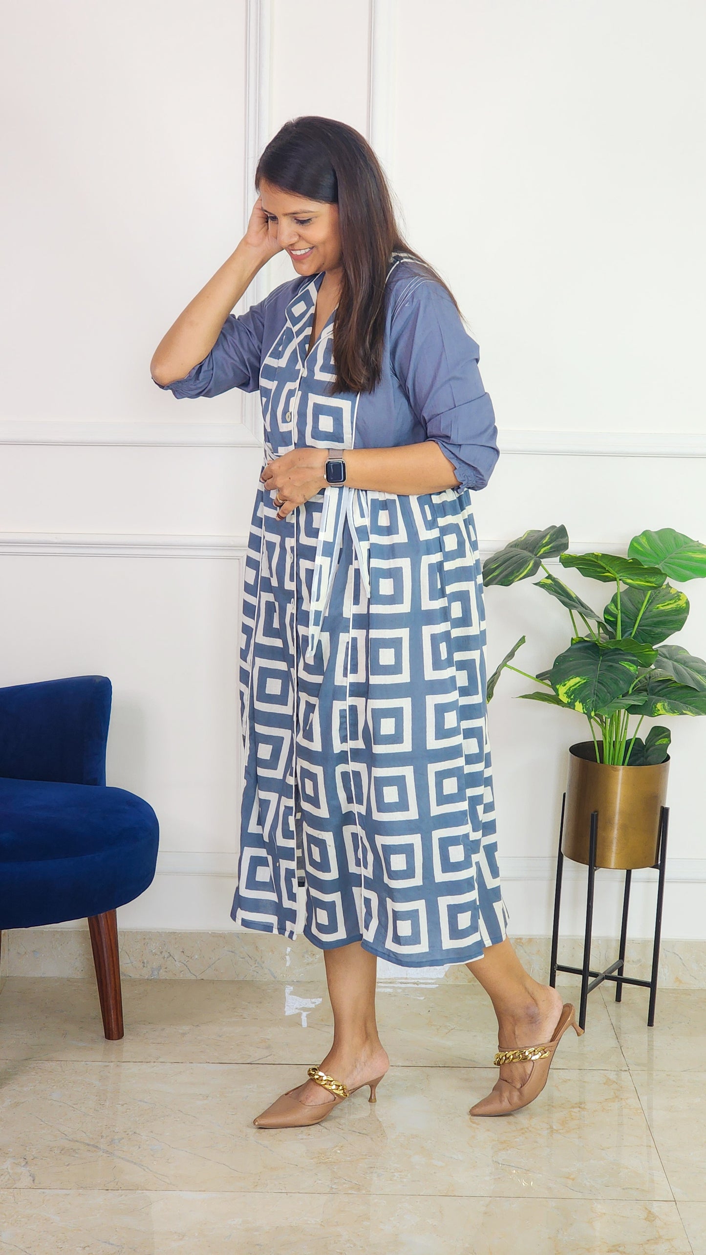 Grey Geometrical print Tunic