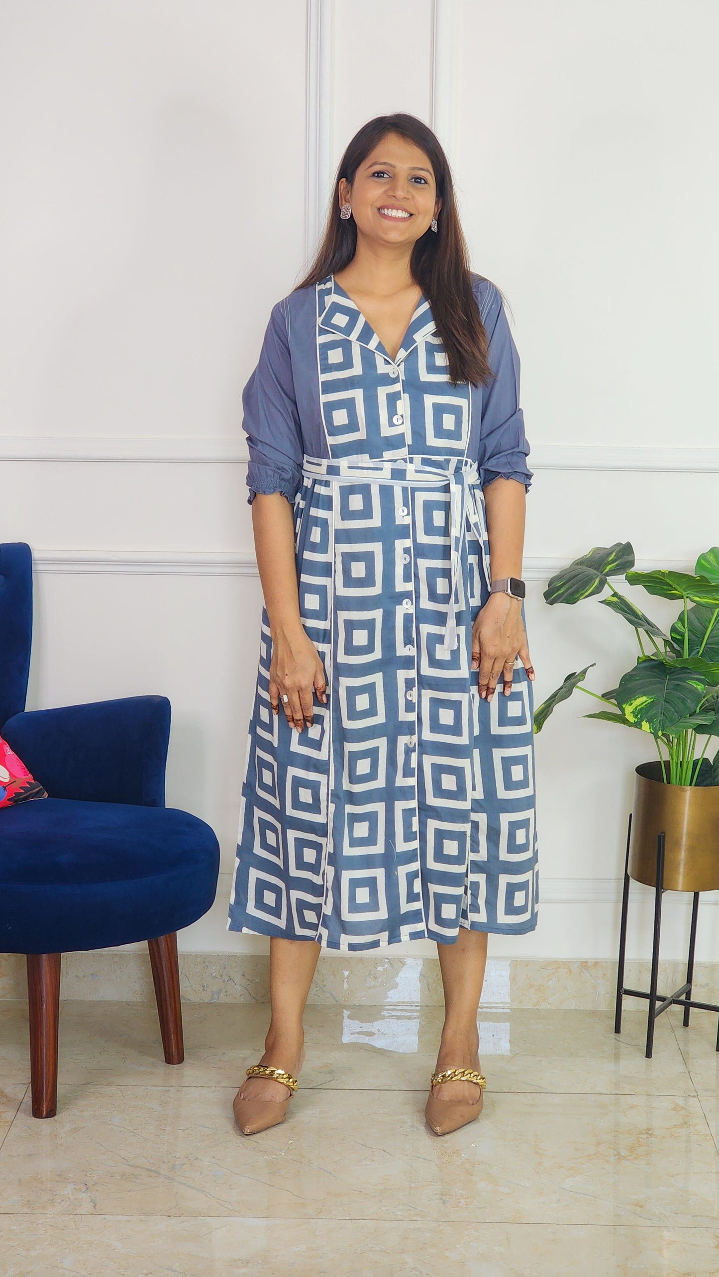Grey Geometrical print Tunic