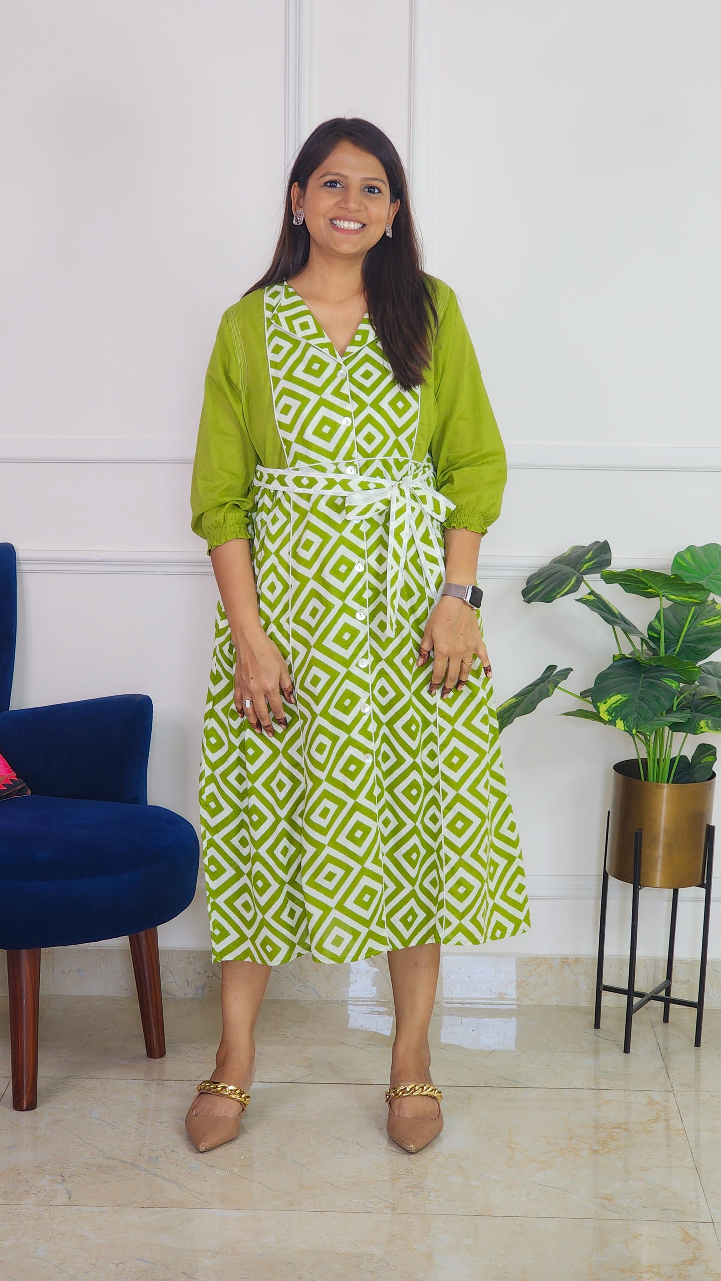 Green Geometrical print Tunic