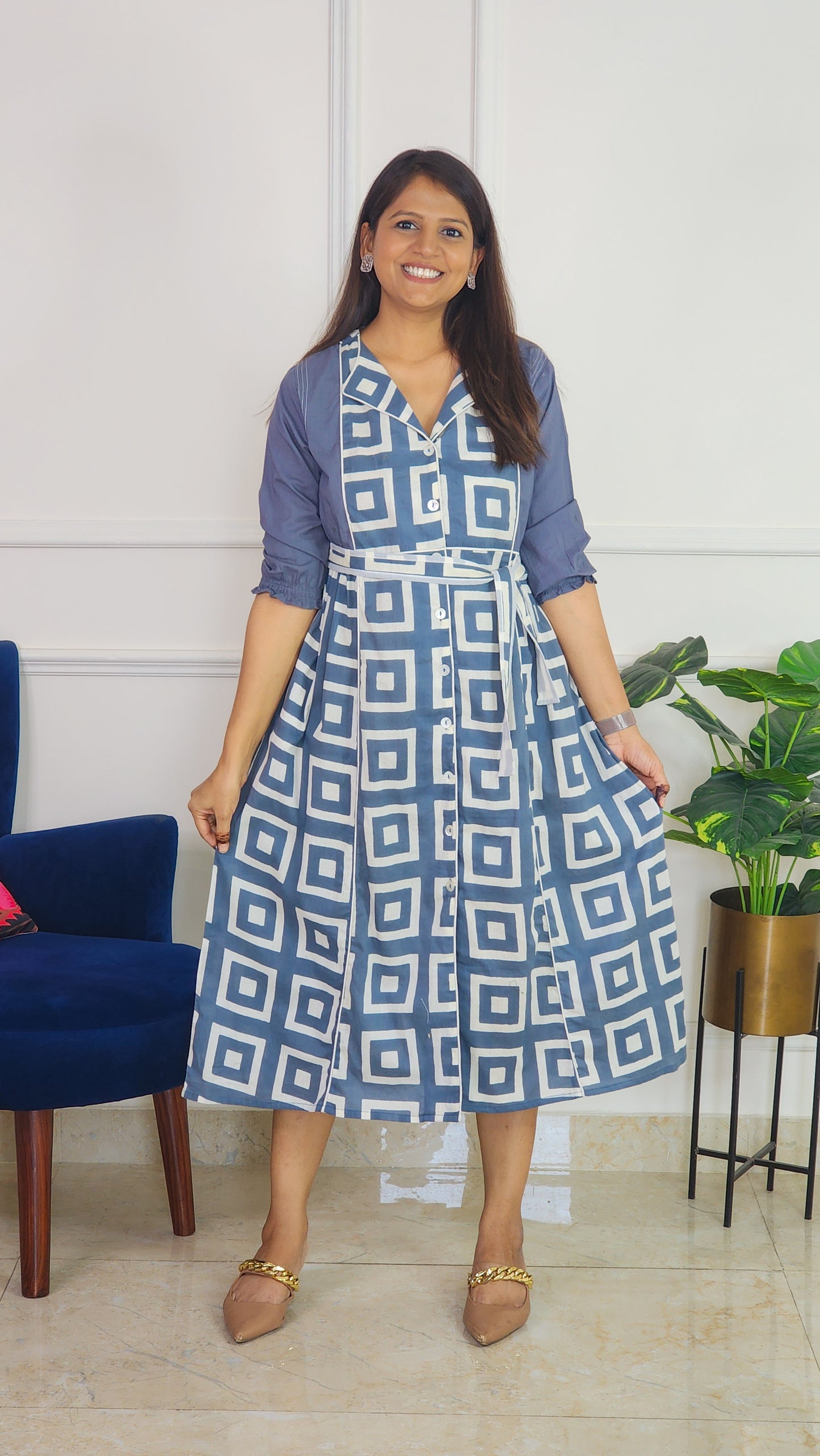 Grey Geometrical print Tunic